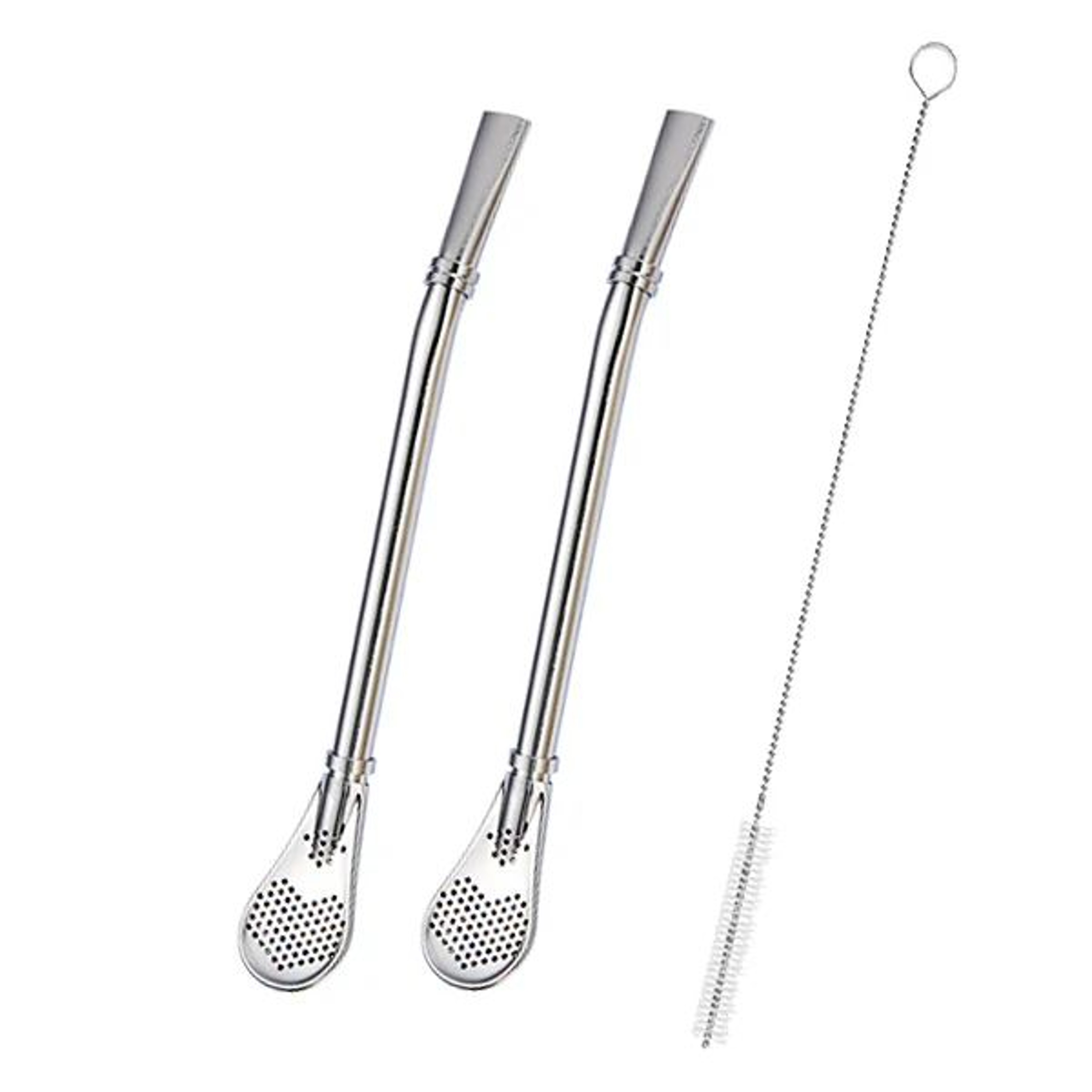 Stainless Steel Yerba Mate Bombilla Set  Tea Infuser Straw With Cleaning Brush 2 Pcs 8
