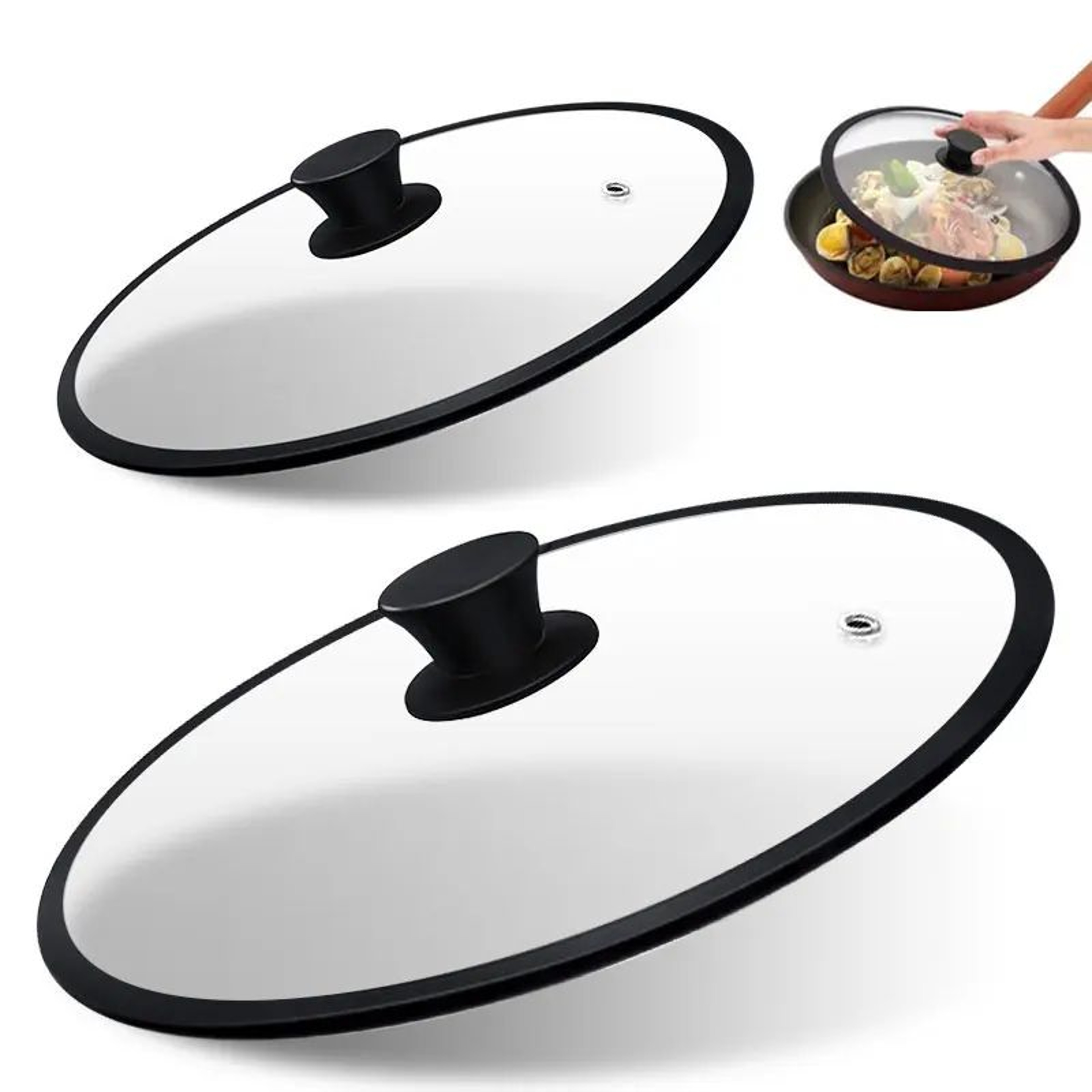 Universal Tempered Glass Pot Lid With Silicone Rim  Vented Cover For Pots Pans  Skillets 0