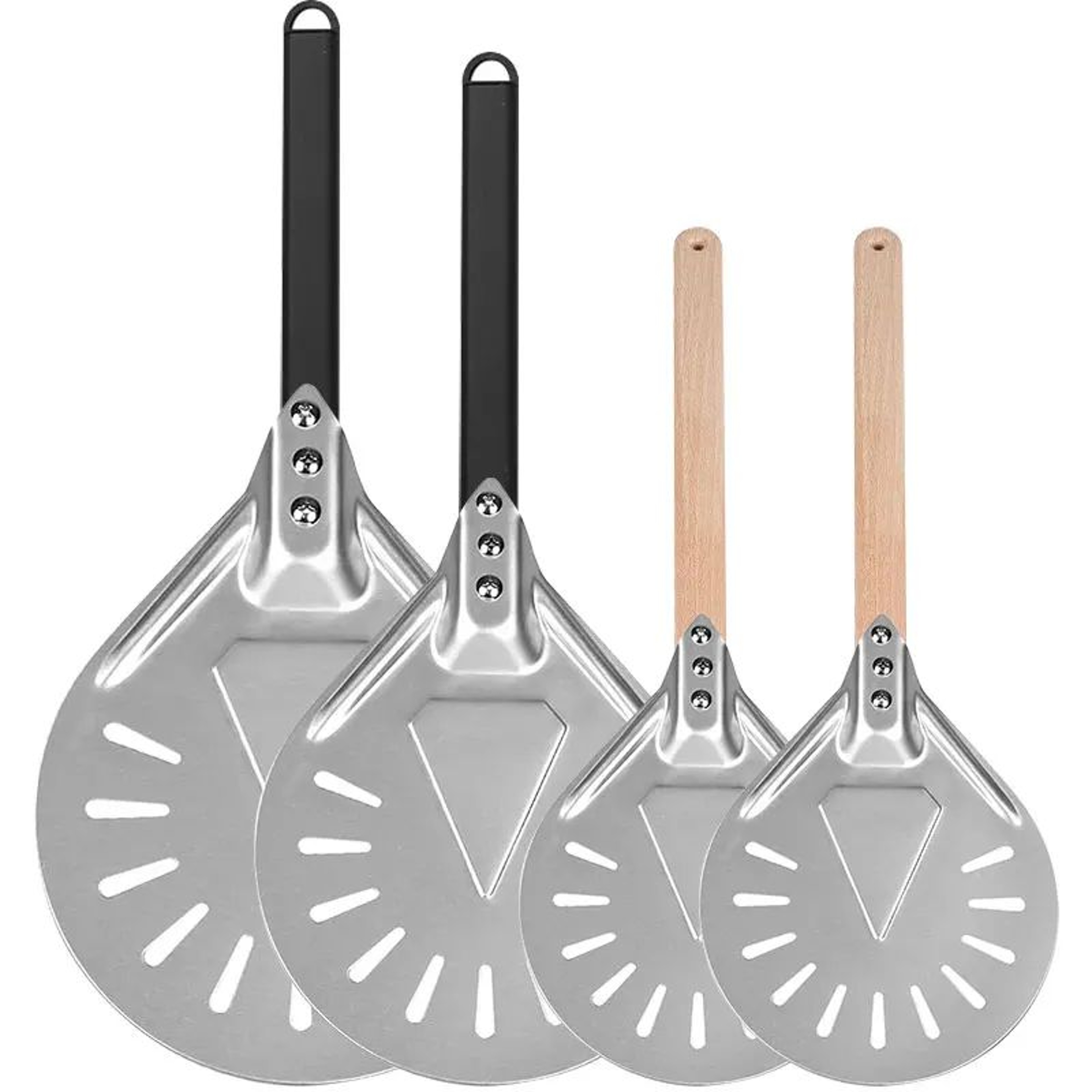 Perforated Aluminum Pizza Turning Peel  Round Pizza Peel Turner With Long Handle 7912 Inch 0