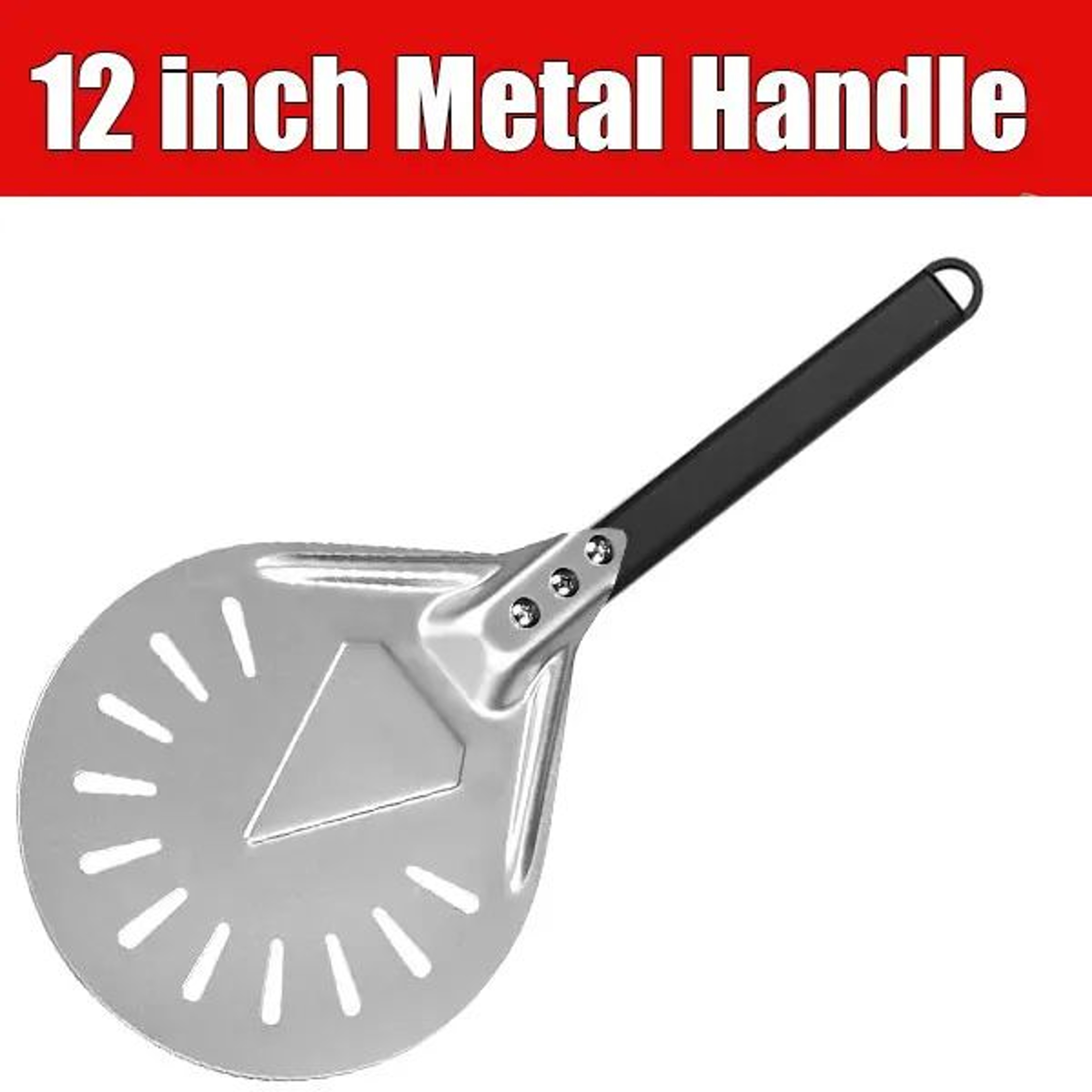 Perforated Aluminum Pizza Turning Peel  Round Pizza Peel Turner With Long Handle 7912 Inch 9