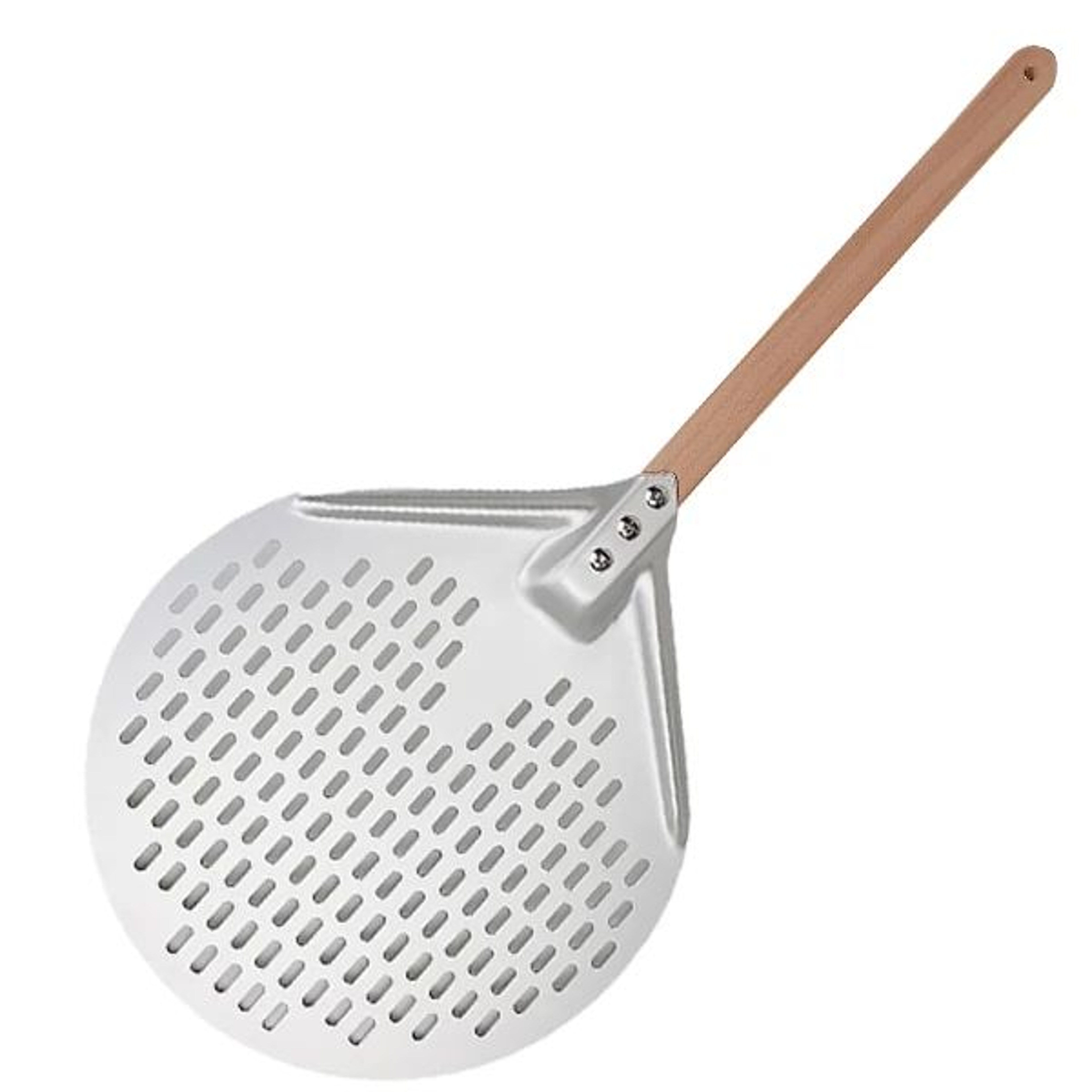 HardAnodized Aluminum Pizza Turning Peel  Perforated Pizza Paddle With Wood Handle 1214 Inch 6