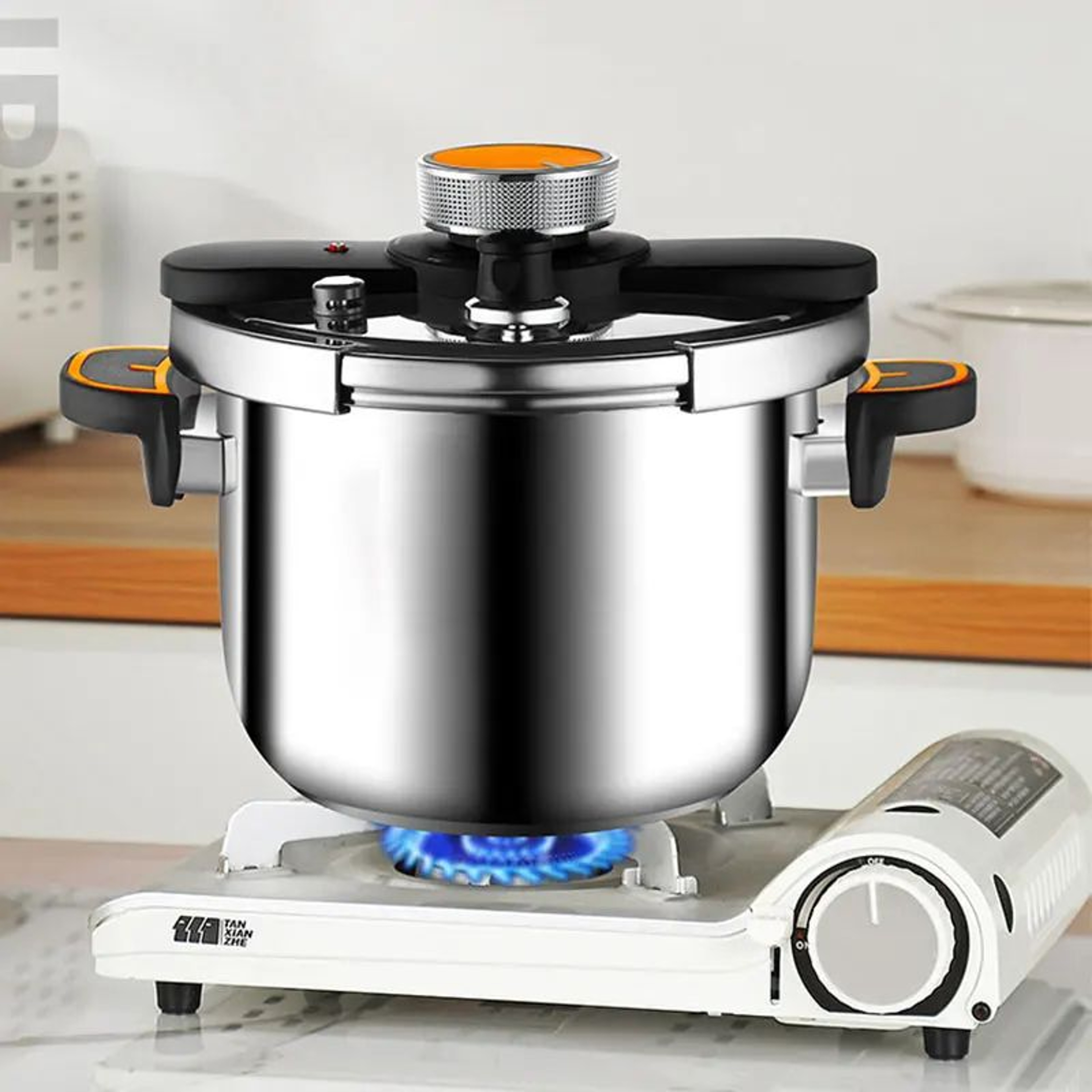 SecureLock Stainless Steel Pressure Cooker  OneHand Lock MultiCooker For Gas  Induction 4L6L8L 2