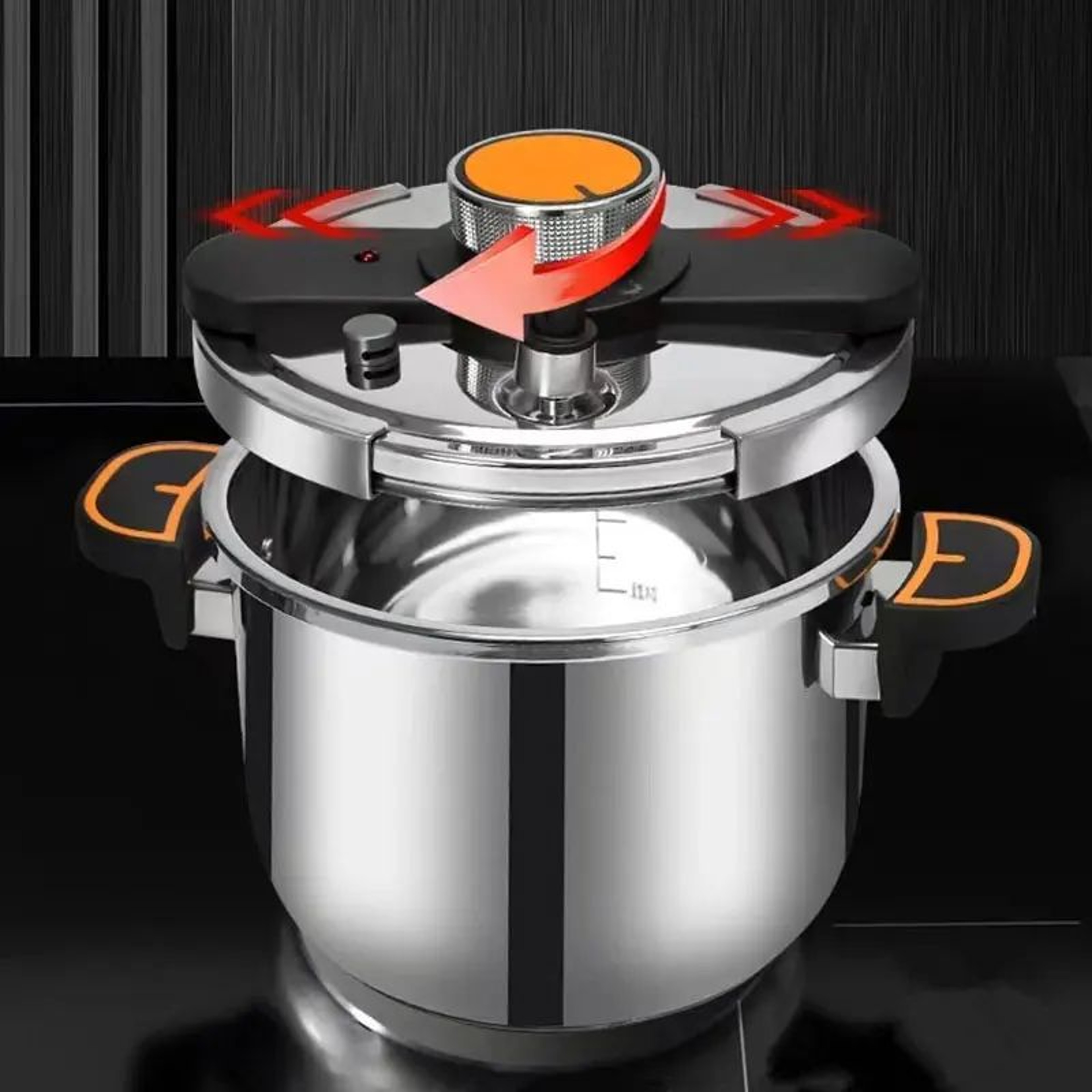 SecureLock Stainless Steel Pressure Cooker  OneHand Lock MultiCooker For Gas  Induction 4L6L8L 3
