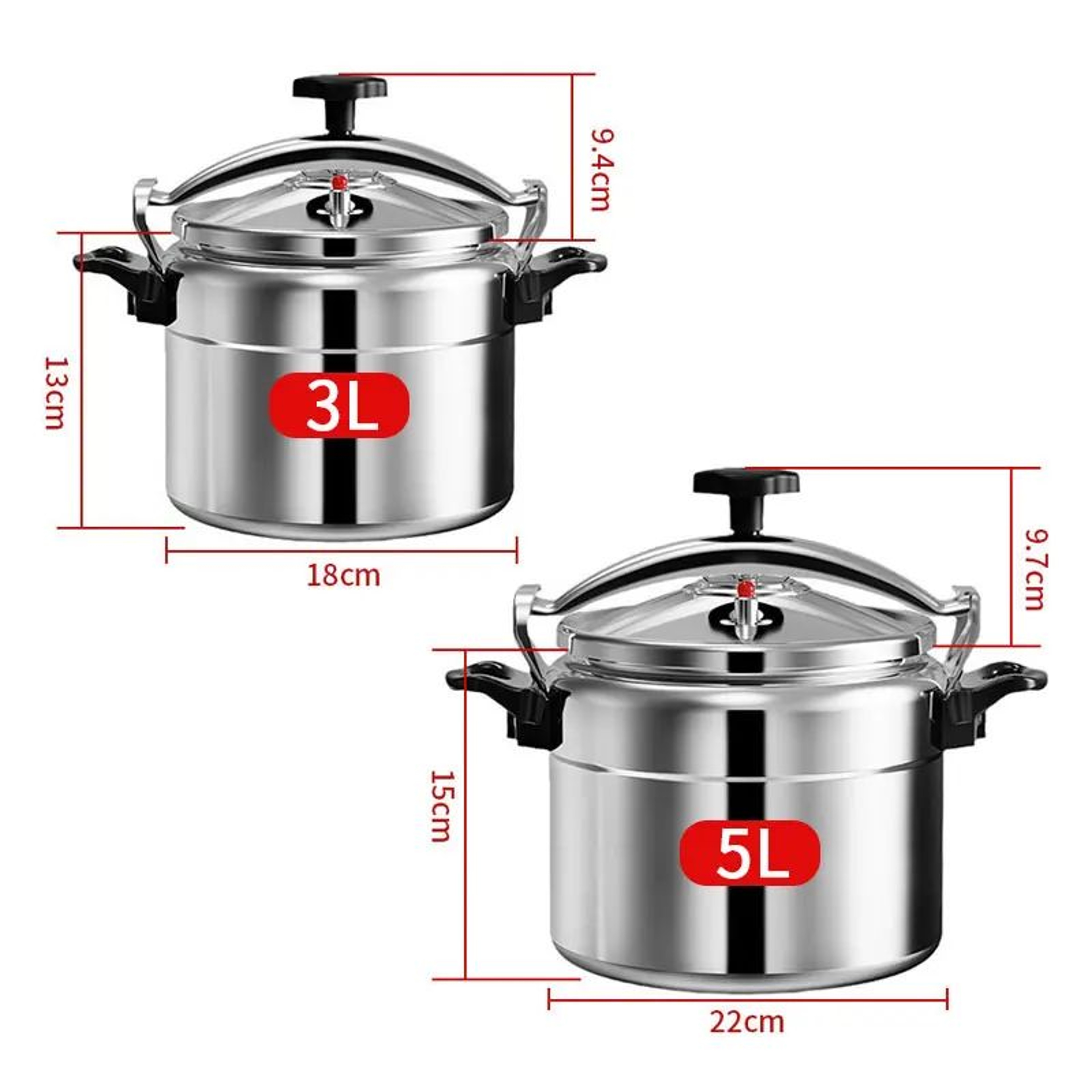 SafeSeal Aluminum Pressure Cooker  ExplosionProof Pressure Canner For Gas Stoves 3L  5L 2