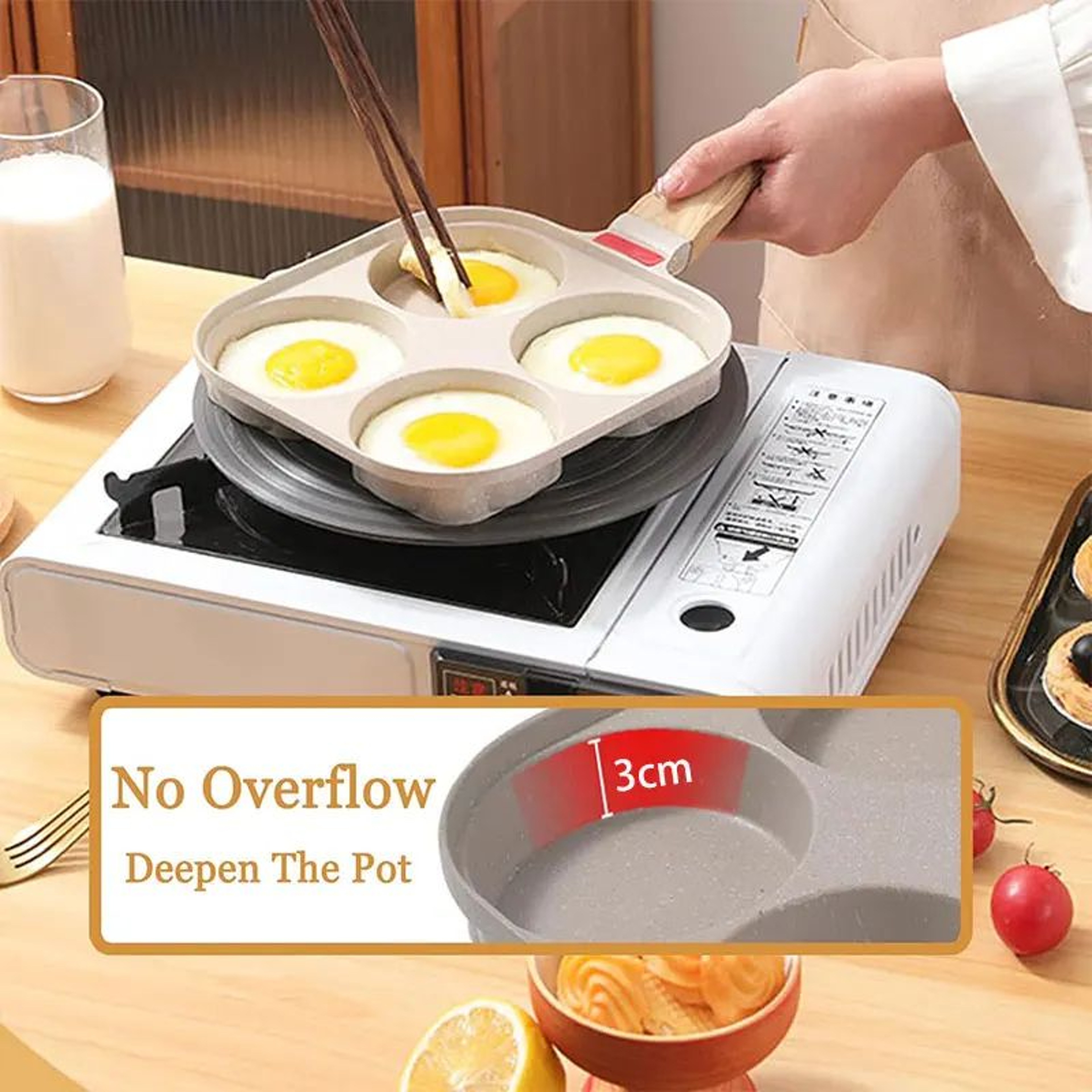 MultiCup Nonstick Egg Frying Pan With Lid  34Cup Omelet  Pancake Breakfast Skillet 1