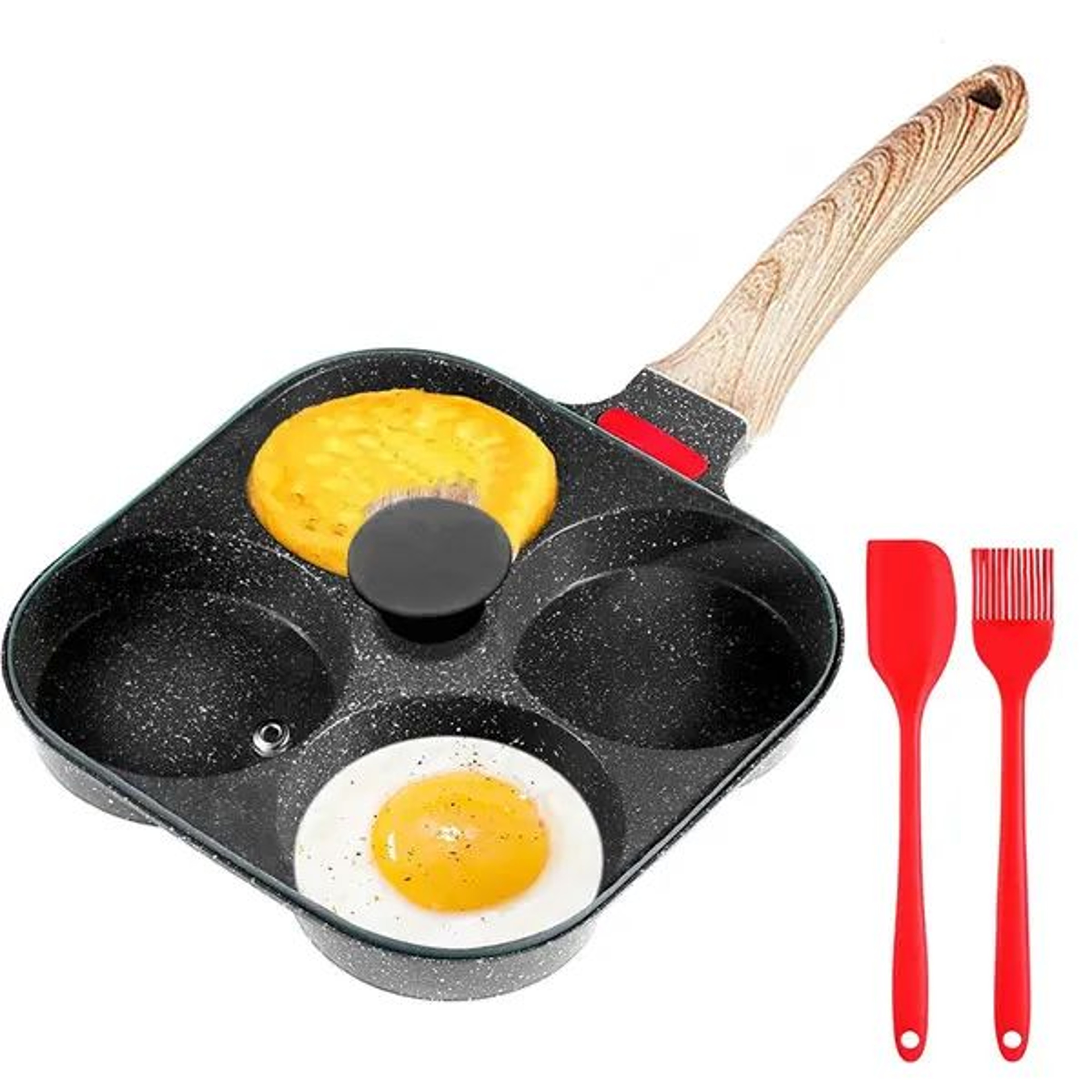 Deepened 4Cup Nonstick Granite Omelette Pan With Lid  Healthy Breakfast Egg Cooker Skillet 2
