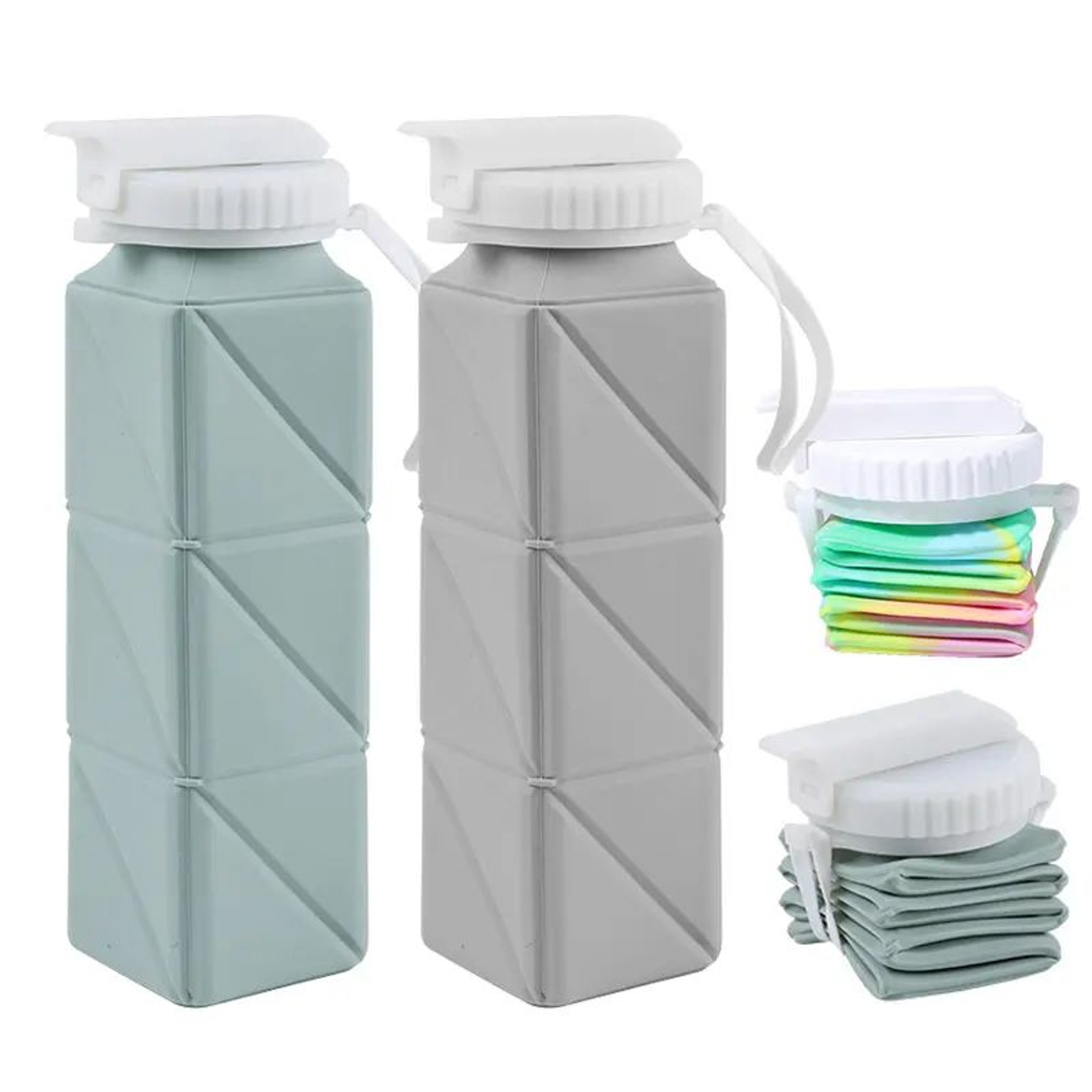 620ml Collapsible Silicone Water Bottle With Straw Lid  Leakproof BPAFree Travel Bottle 0