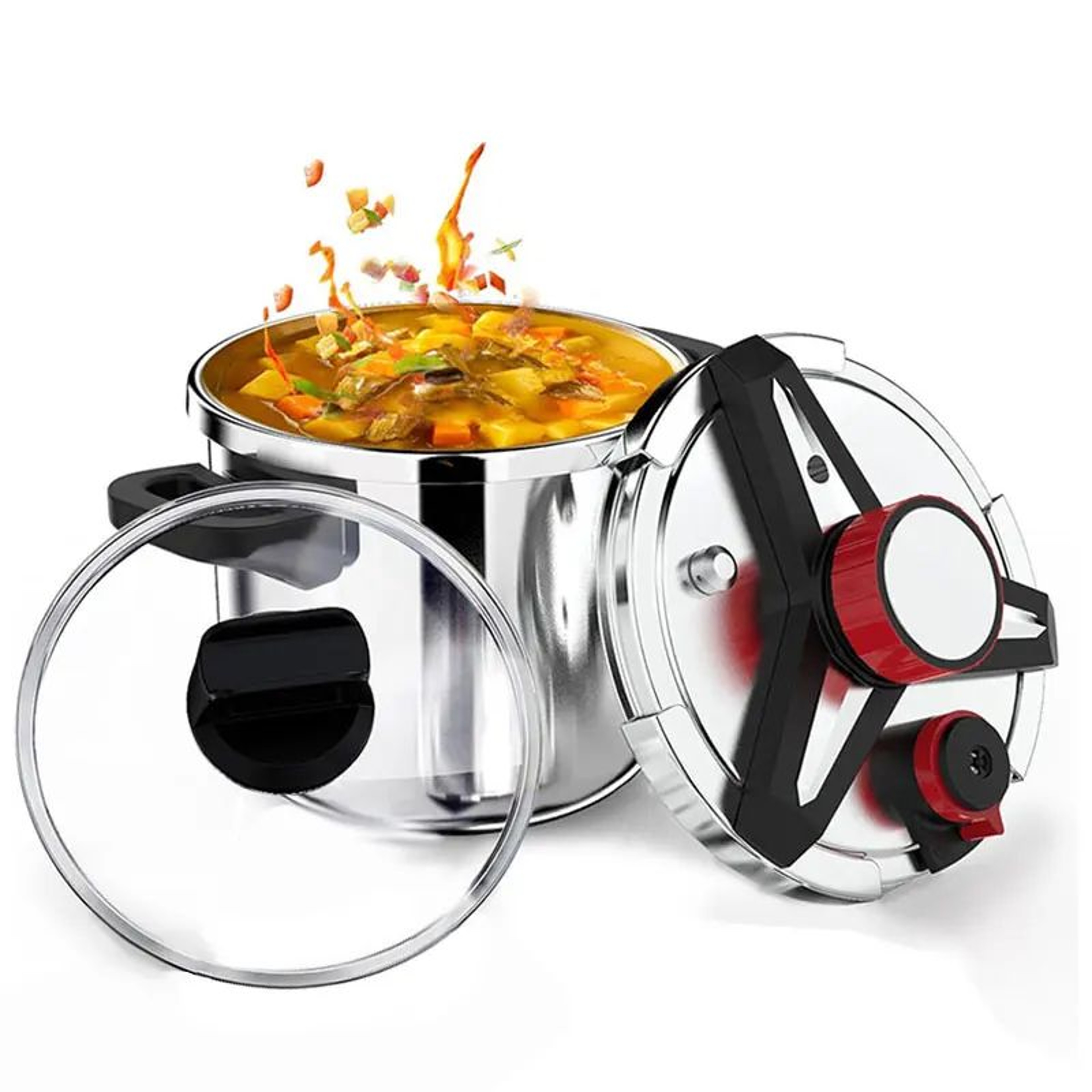 Stainless Steel Pressure Cooker With Glass Lid  5L7L ExplosionProof EnergySaving Cooker For Gas  In 0