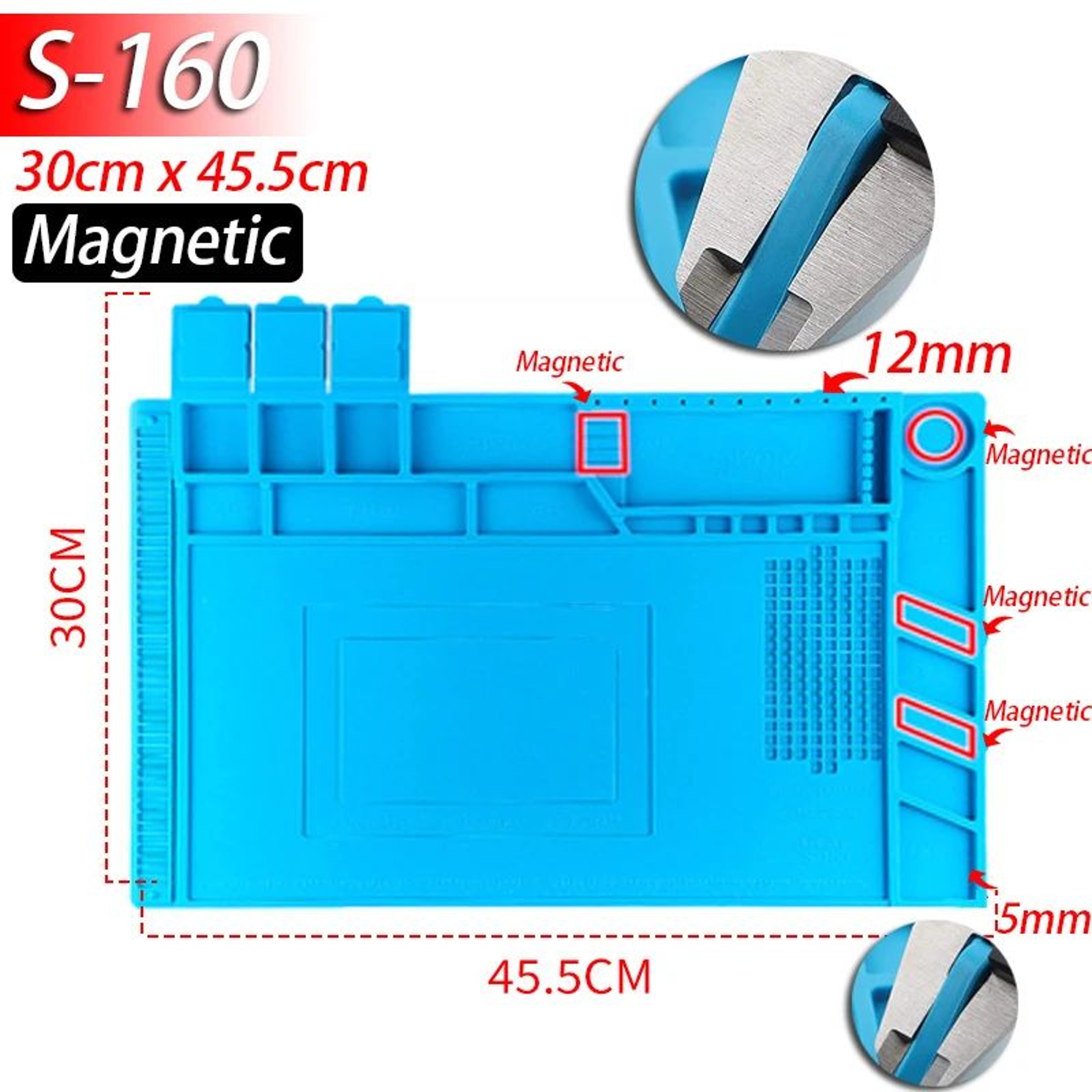 HeatResistant Silicone Soldering Mat  AntiStatic Magnetic Work Mat For Electronics Repair 11