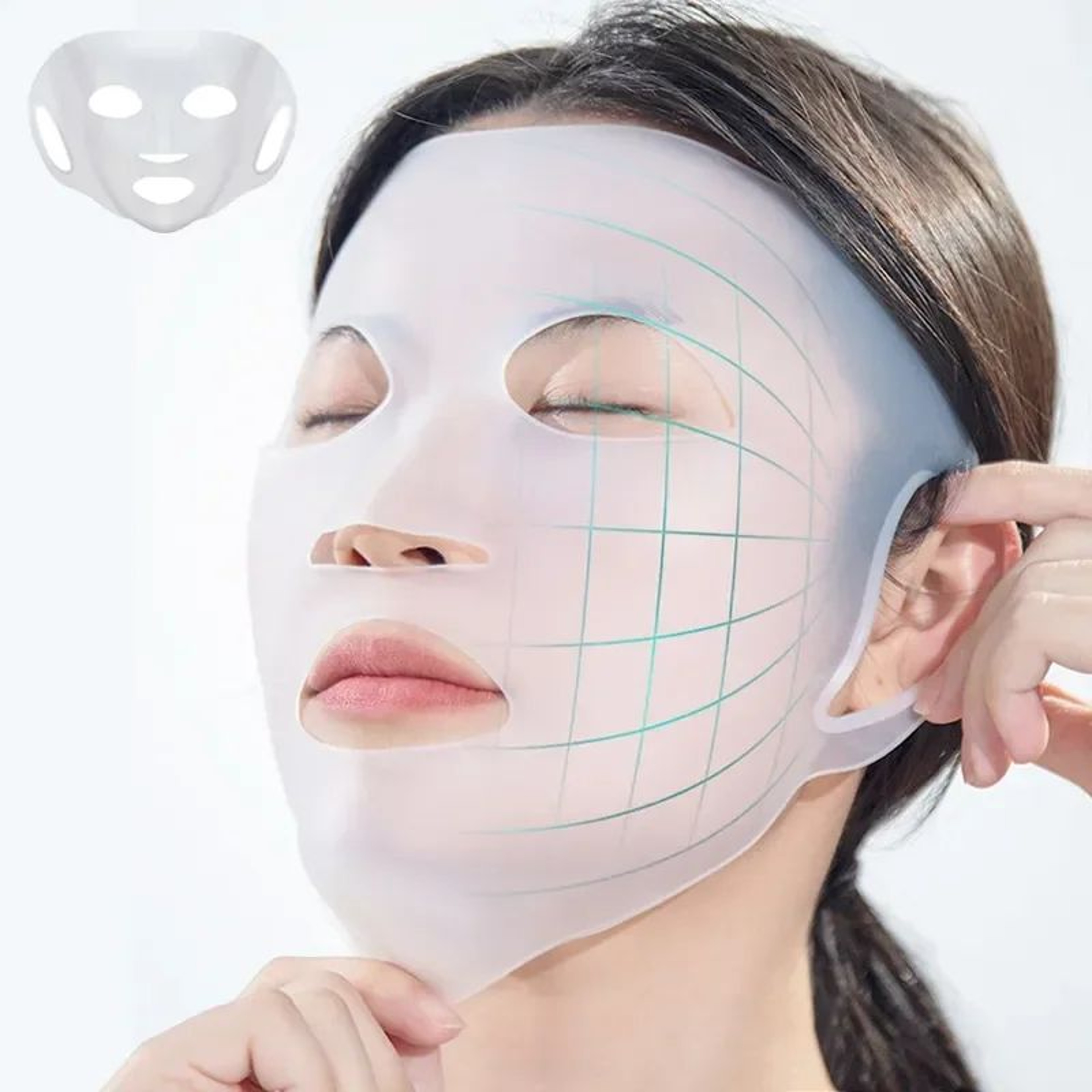 Reusable 3D Silicone Face Mask  EarHook Lifting Mask For Firming  Skincare Absorption 0