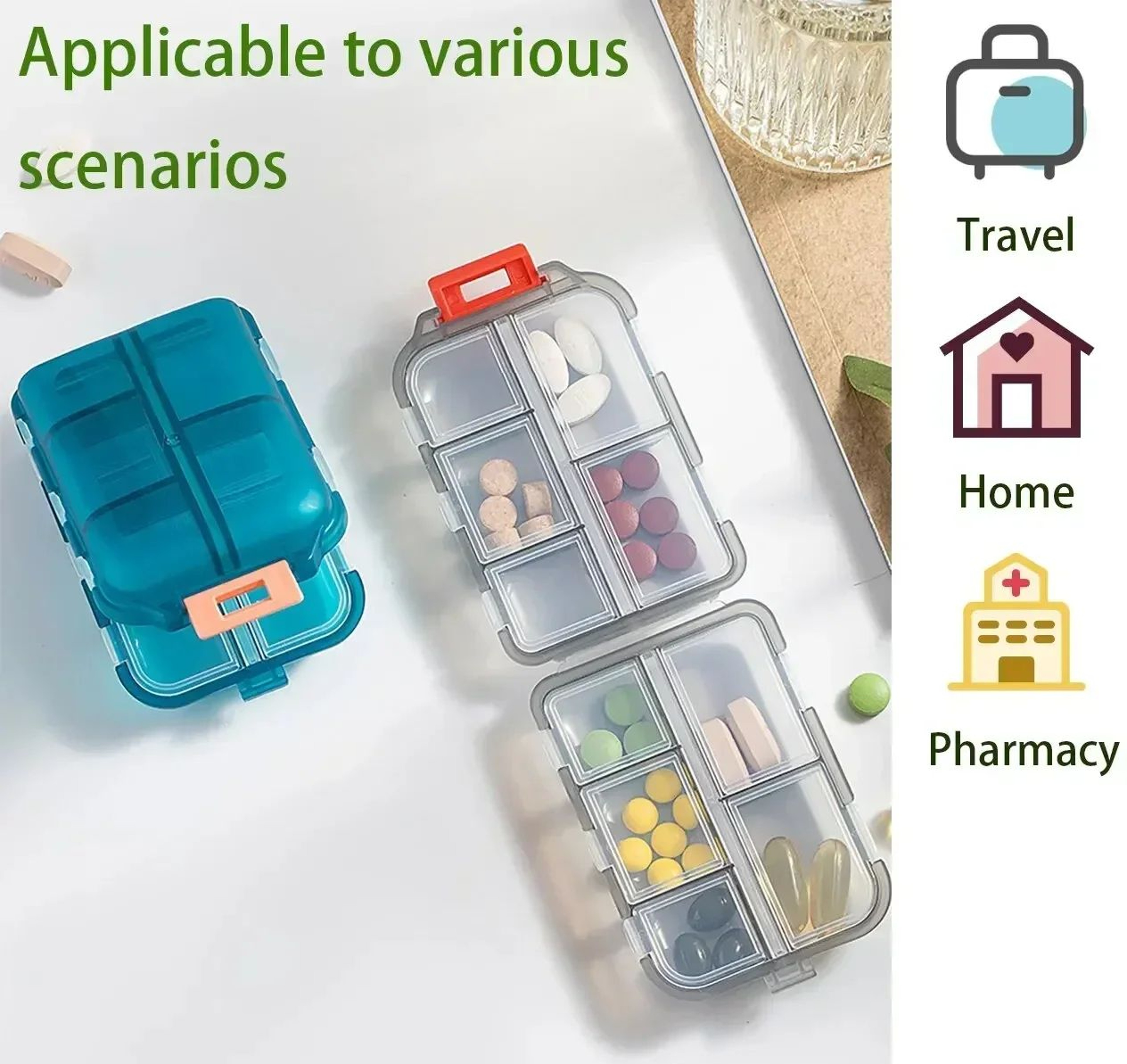 Portable Travel Pill Organizer With 10Grid Daily Medicine Storage Case 0