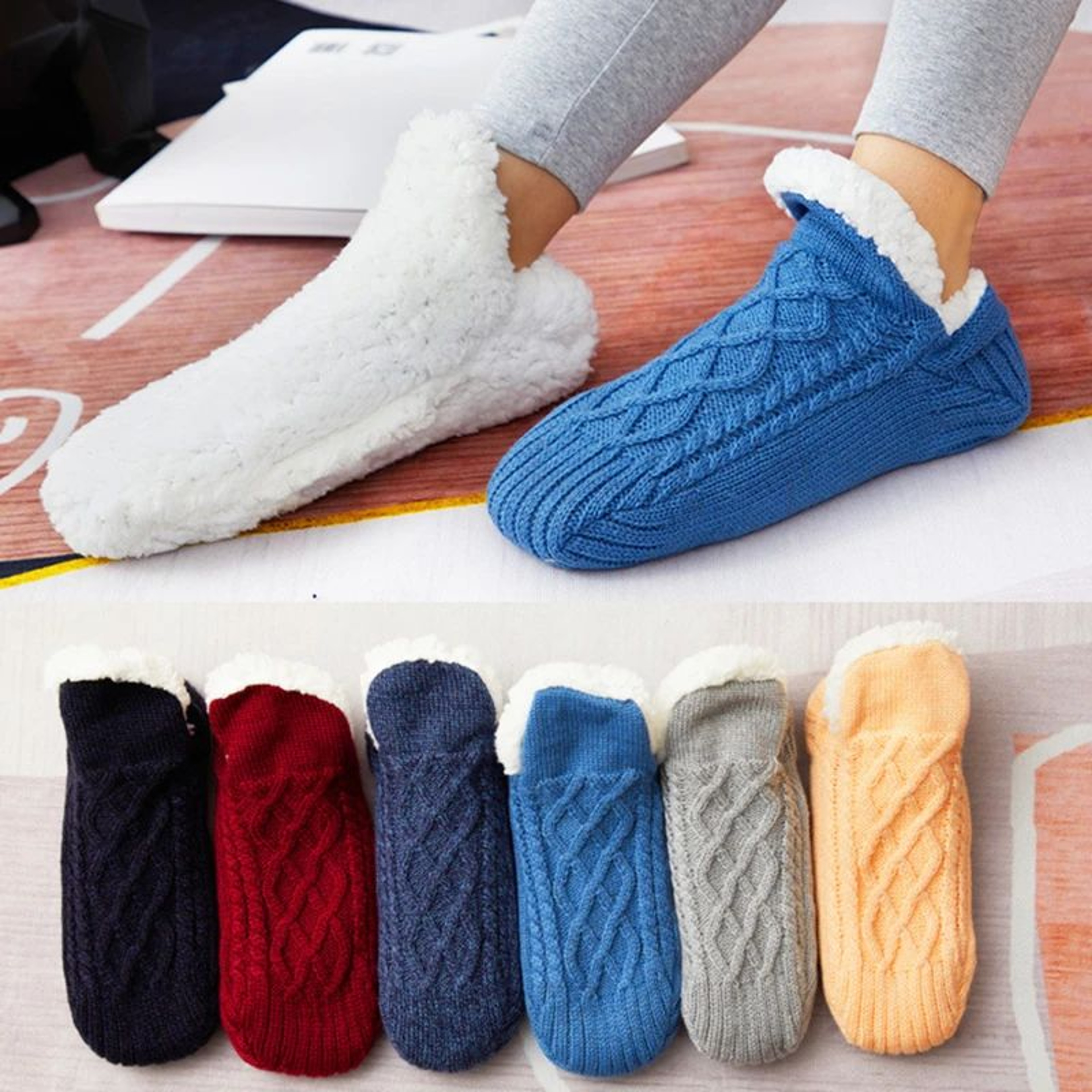 Men Thermal Slipper Socks  Fuzzy NonSlip Winter Floor Socks 0