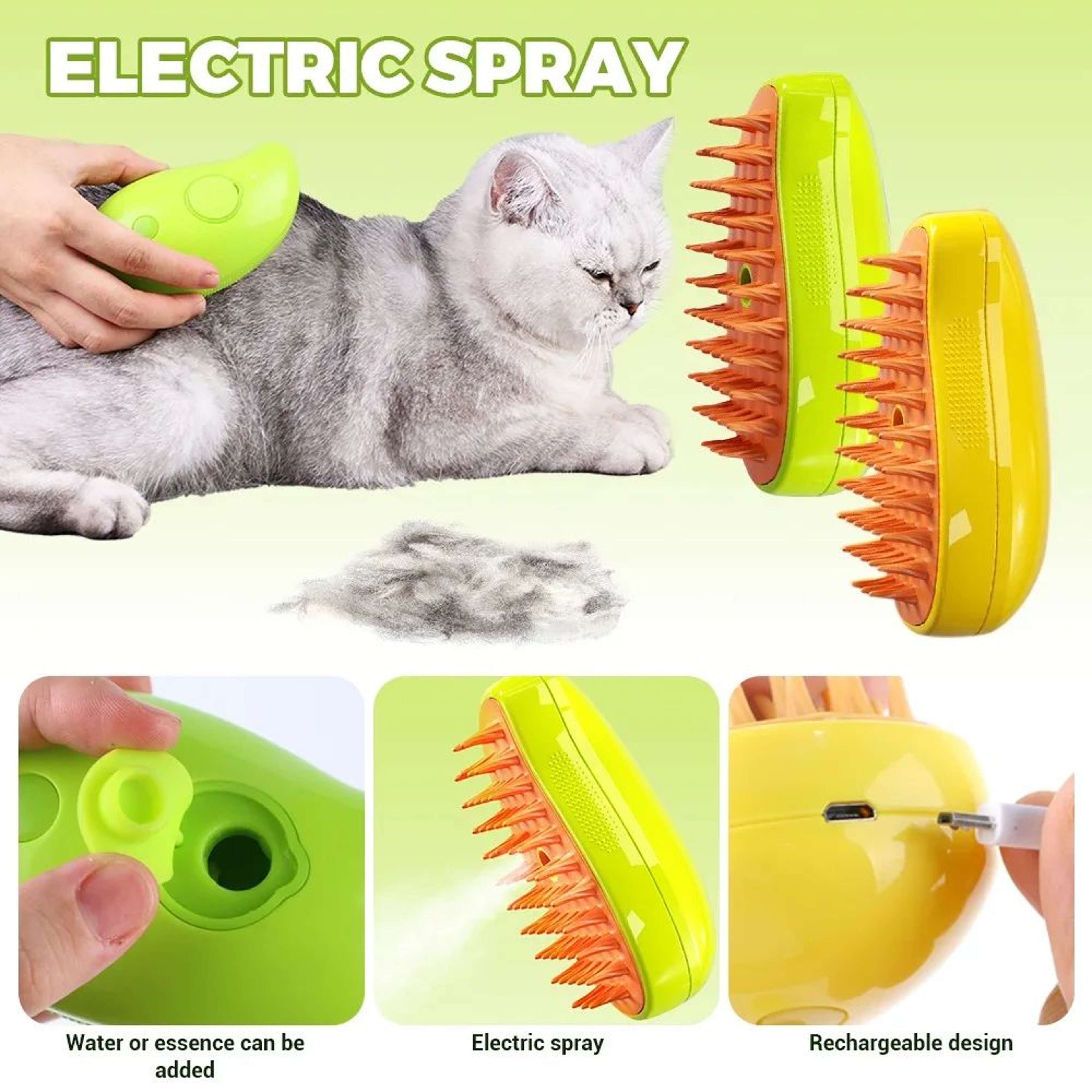 3in1 Steam Pet Grooming Brush With Massage  Shedding Control For Cats And Dogs 2