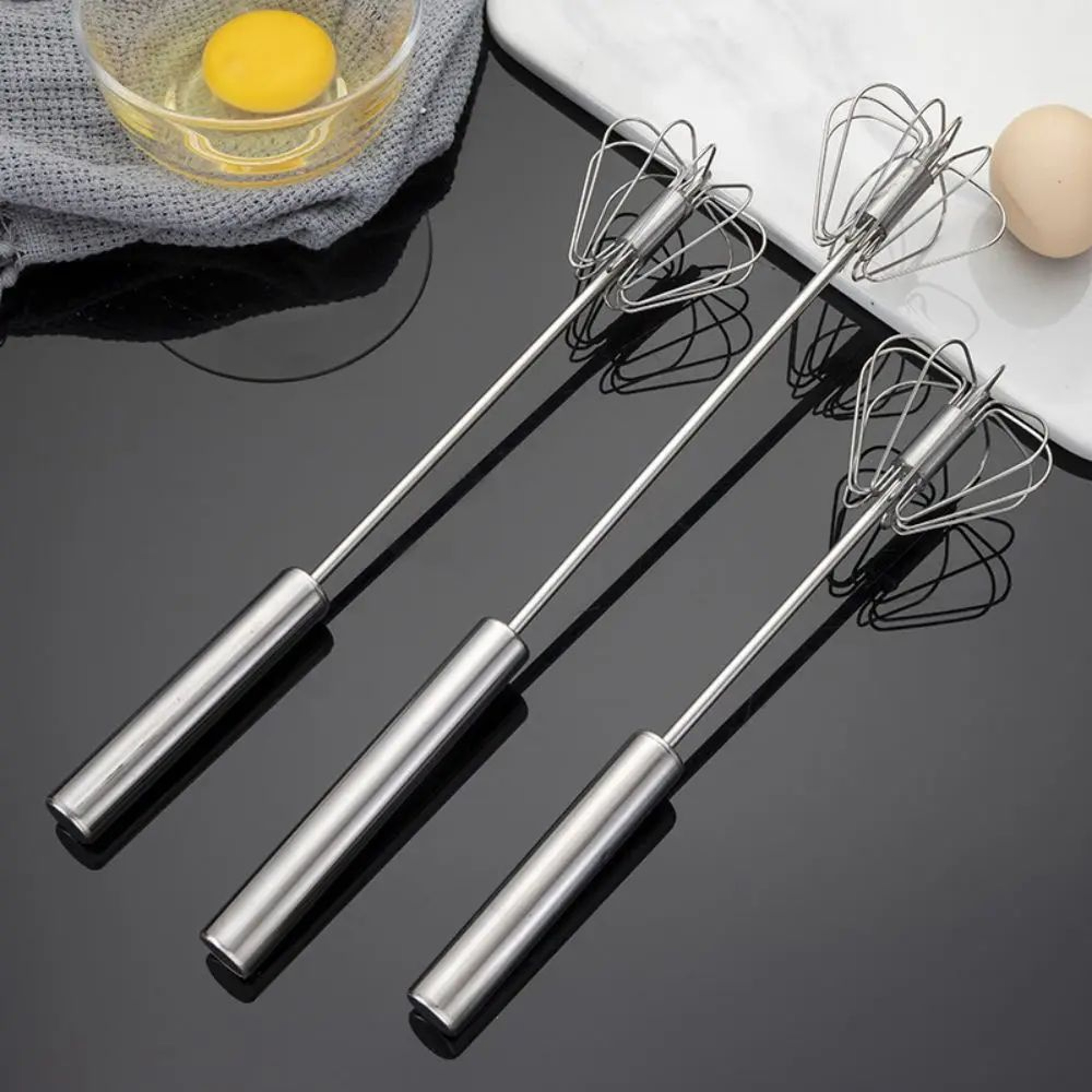 ProMix Stainless Steel SemiAutomatic Whisk Mixer  Manual Rotary Kitchen Whisk Tool For Effortless B 0