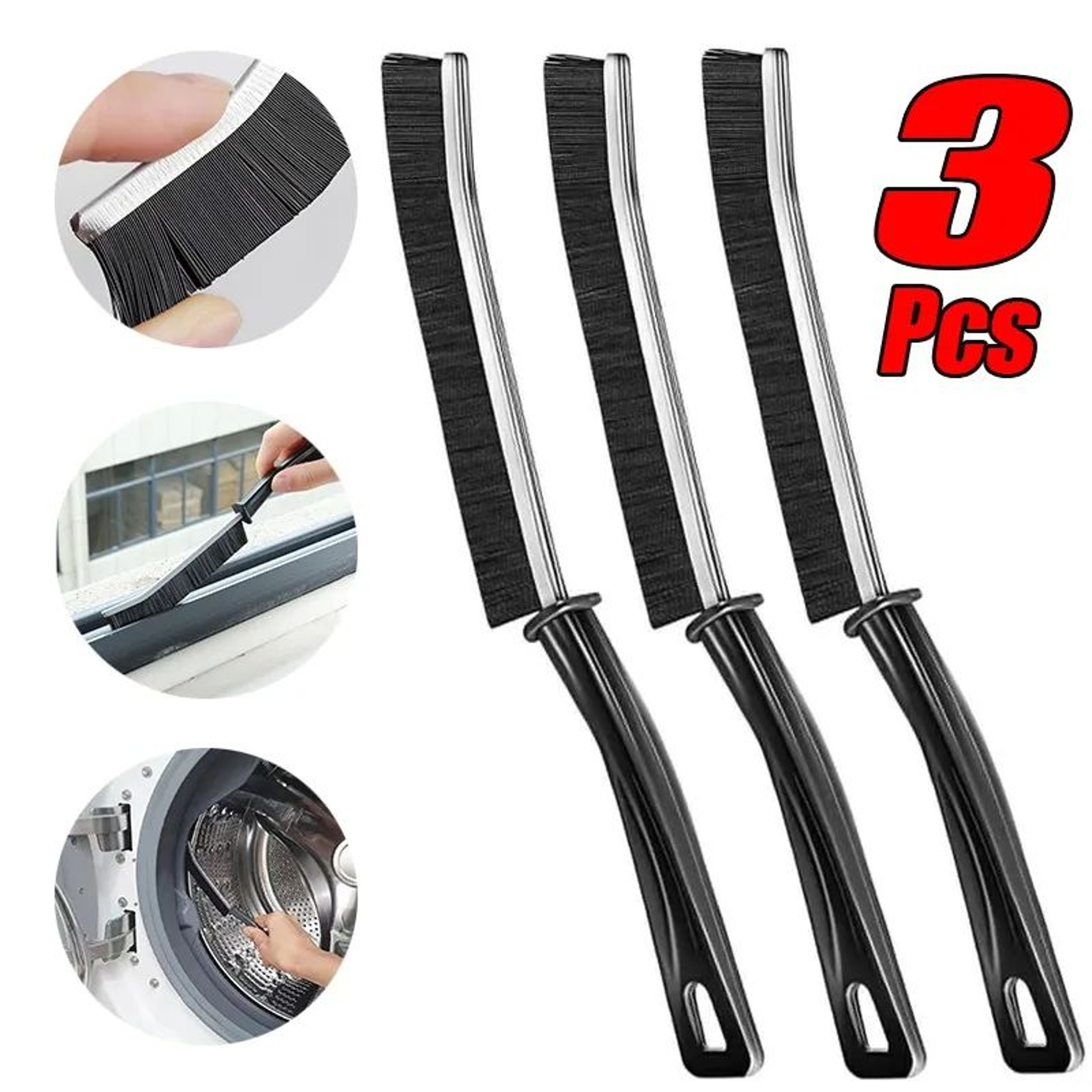 DeepReach Crevice Cleaning Brush Set 3Piece  Precision Grout  Tile Cleaning Brushes For Tight Space 0