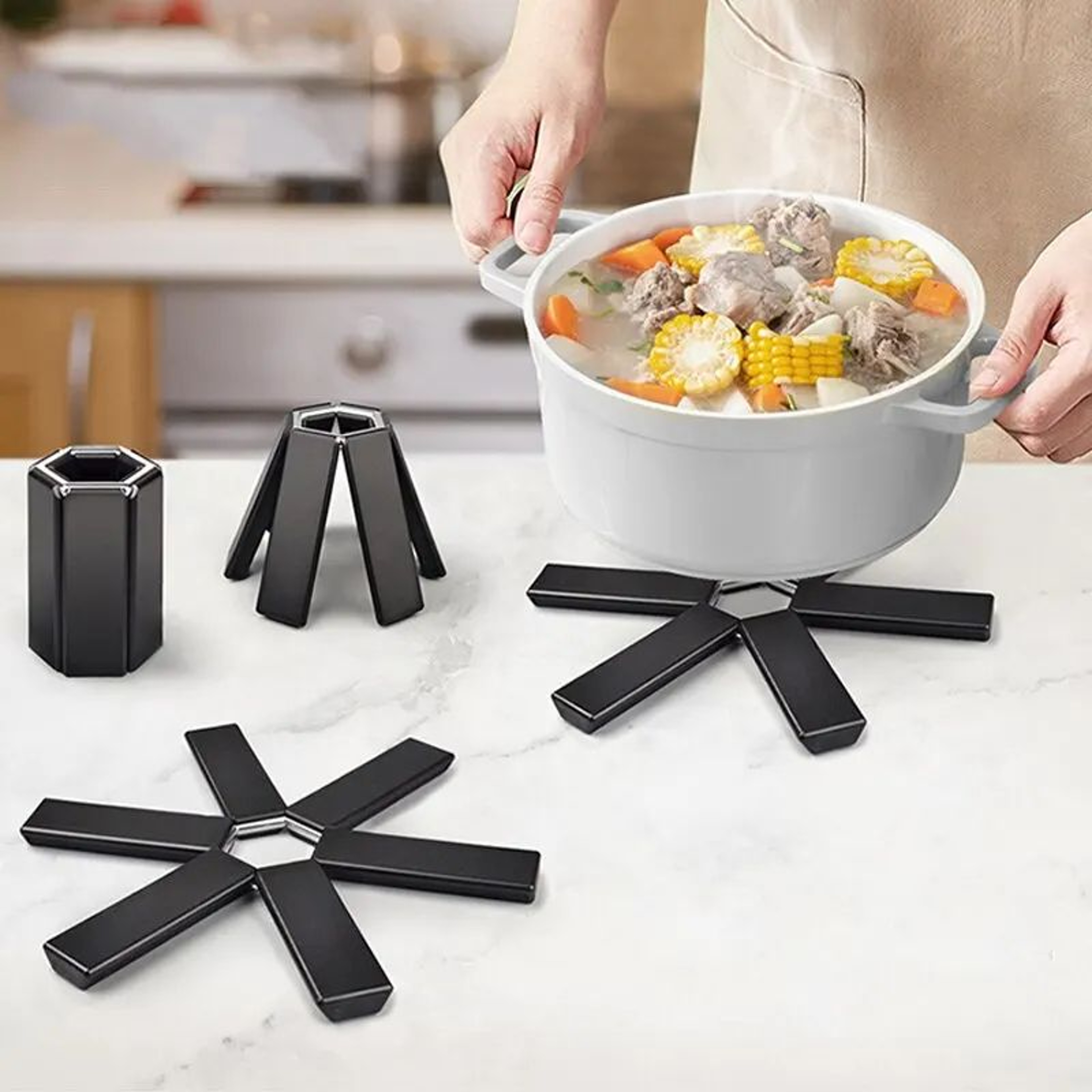 Foldable Heat Resistant Pot Mat  Kitchen Trivet  HighTemperature Insulated Placemat For Pots And Pa 0