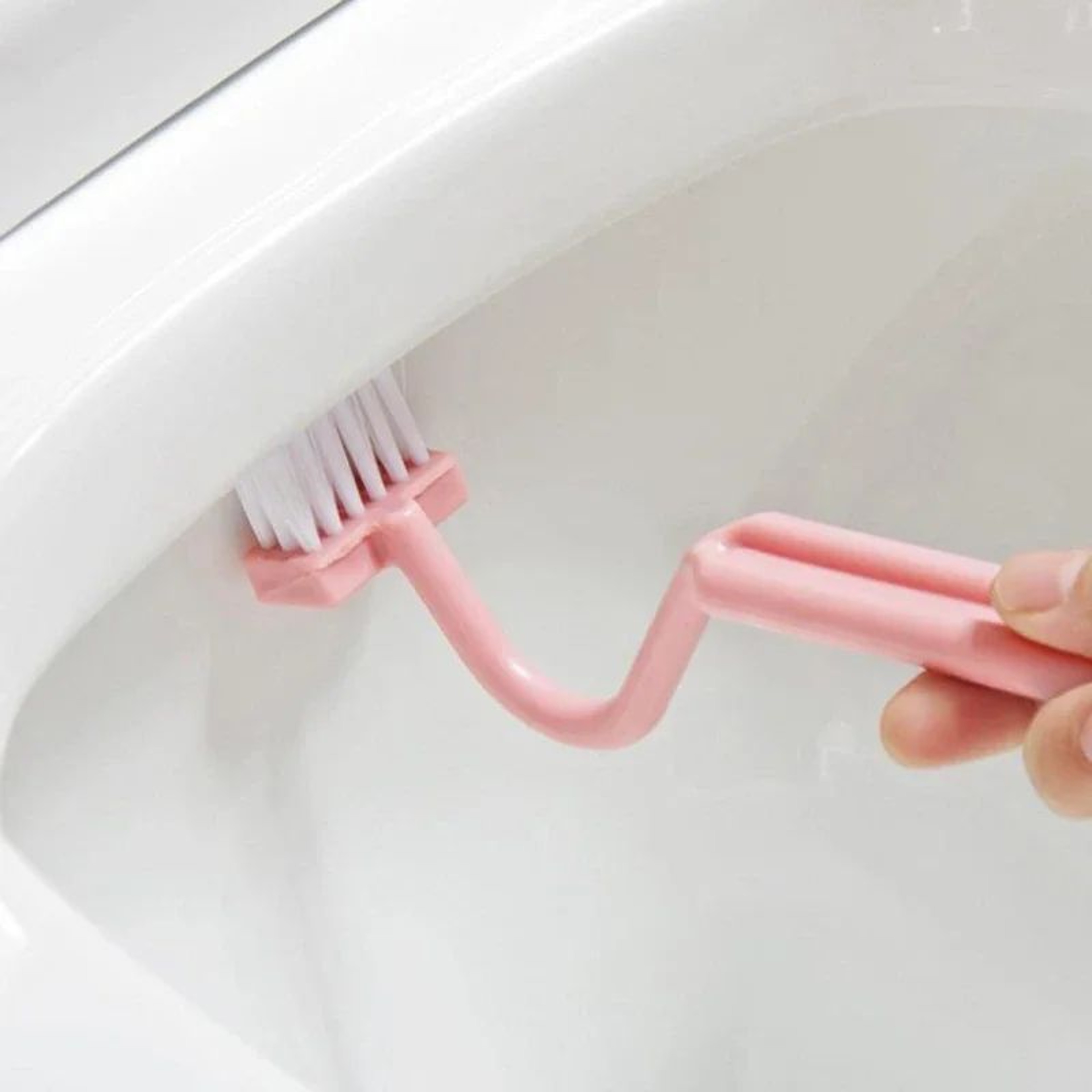 SShape Toilet Cleaning Brush  Curved WC Scrubber For Corners  HardtoReach Areas 0