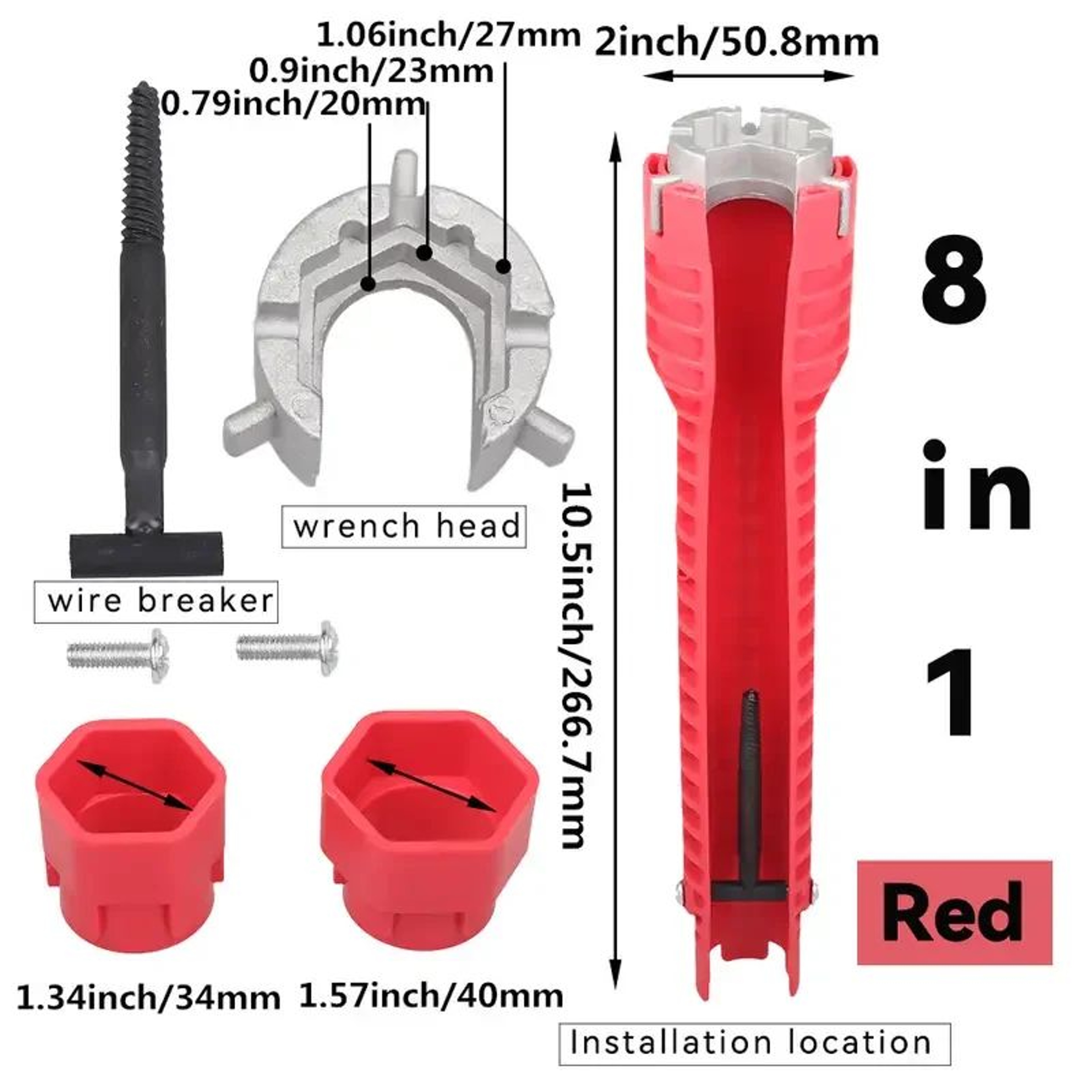 8in1 Sink Faucet Wrench  MultiFunction Plumbing Tool For Kitchen  Bathroom Repairs 5