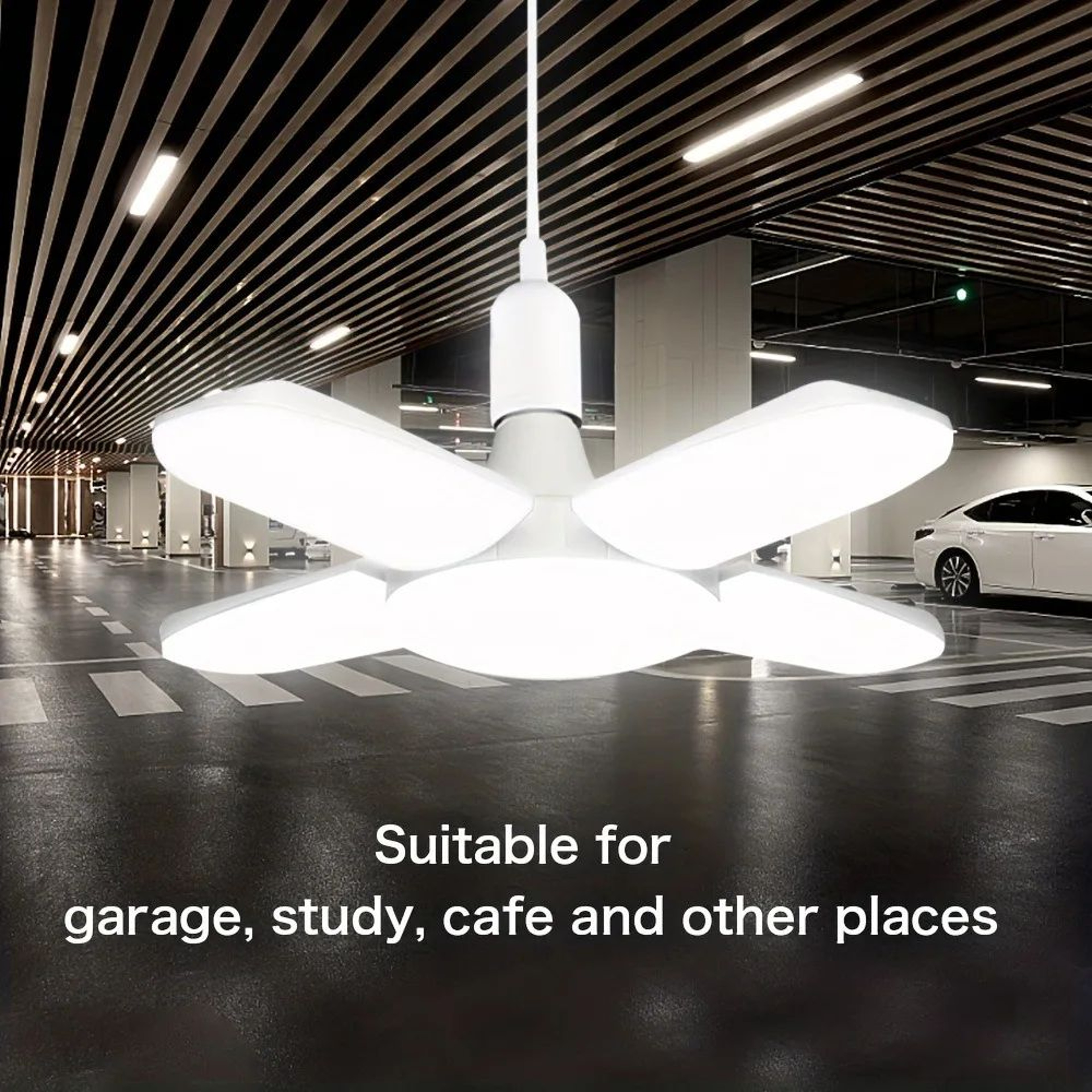 FlexBright Foldable LED Garage Light  E27 FanBlade Ceiling Bulb 6500K Daylight 2