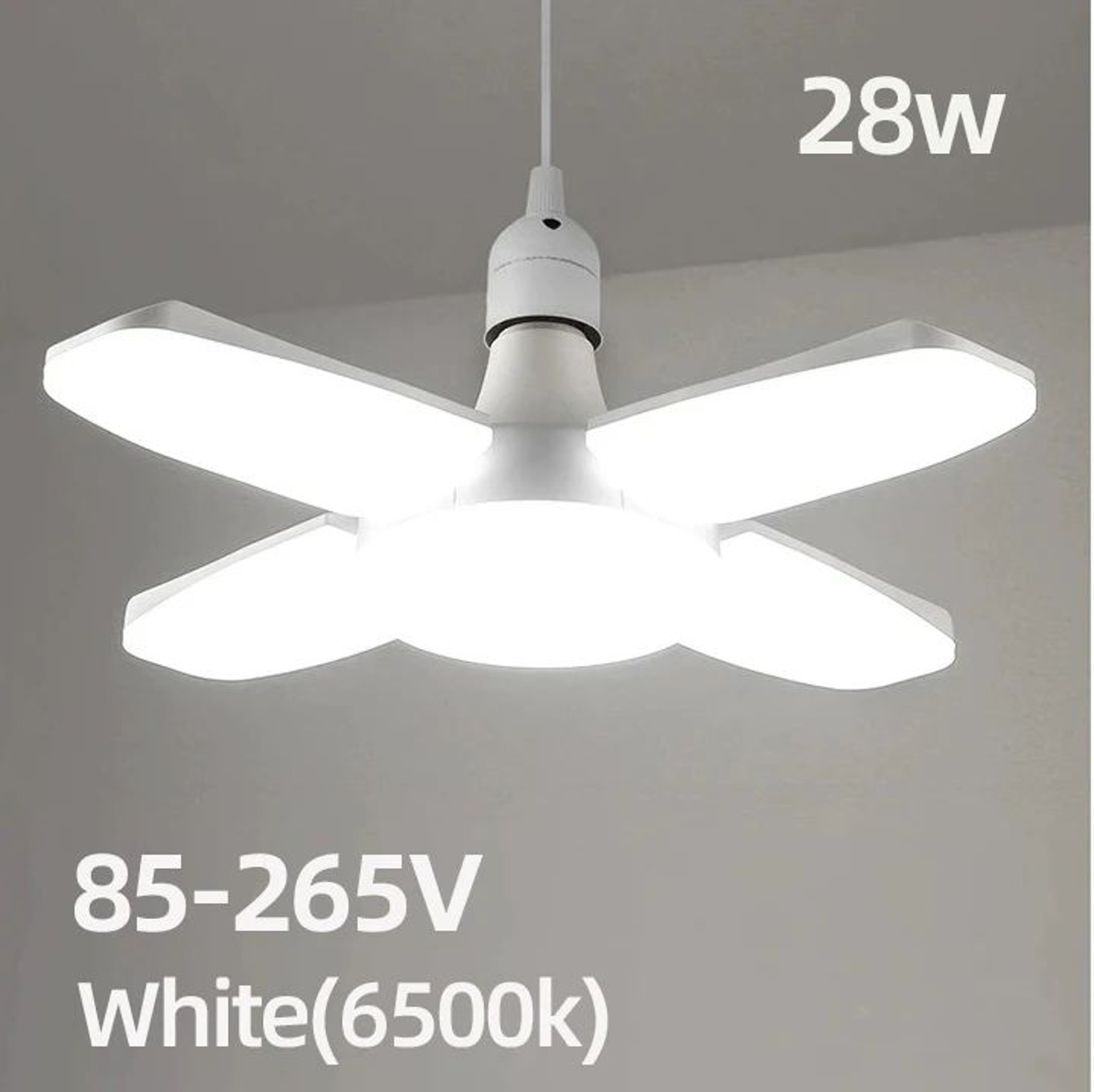 FlexBright Foldable LED Garage Light  E27 FanBlade Ceiling Bulb 6500K Daylight 3