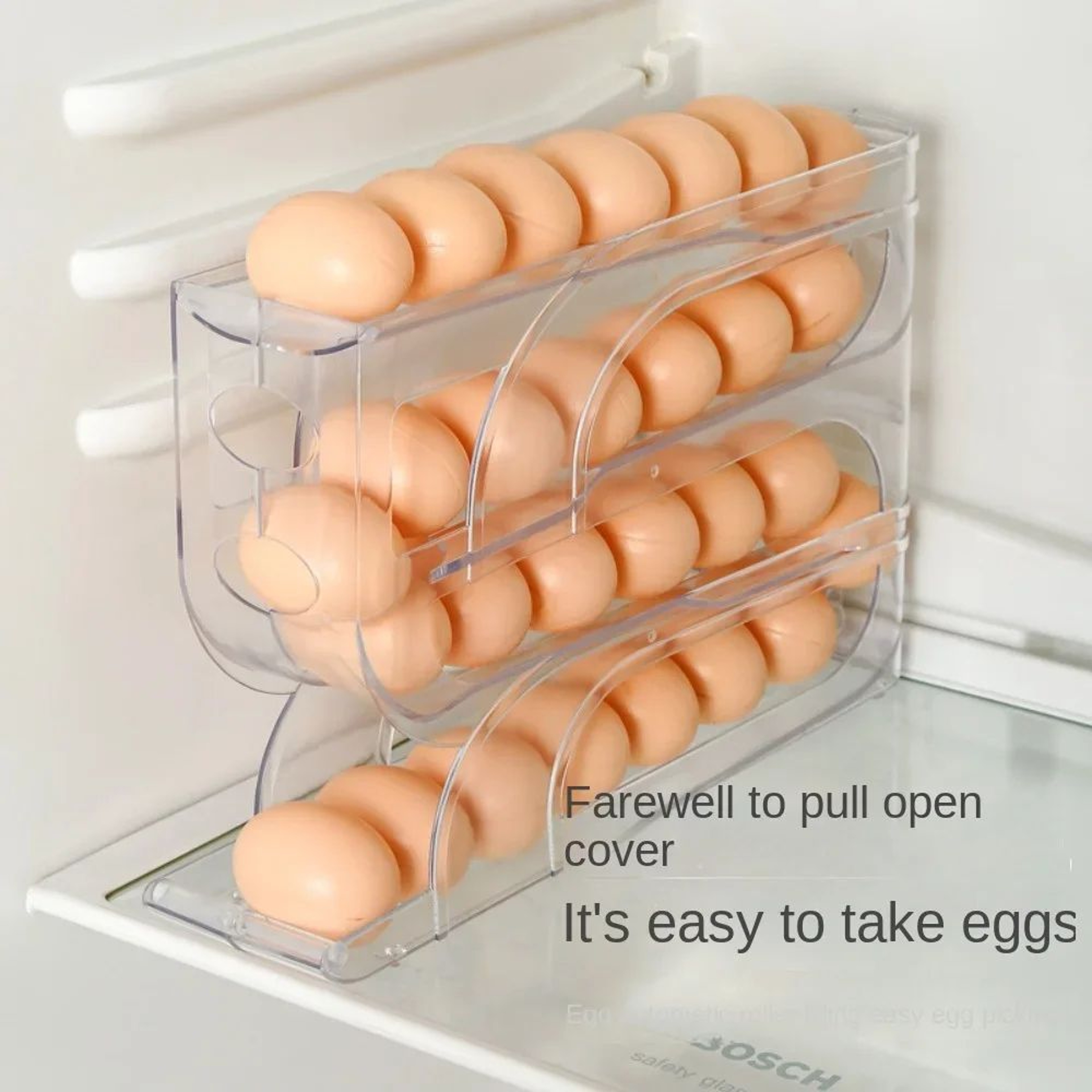 FreshFlow Automatic Egg Roller Storage Box  Large Capacity 4Tier Refrigerator Egg Organizer 0