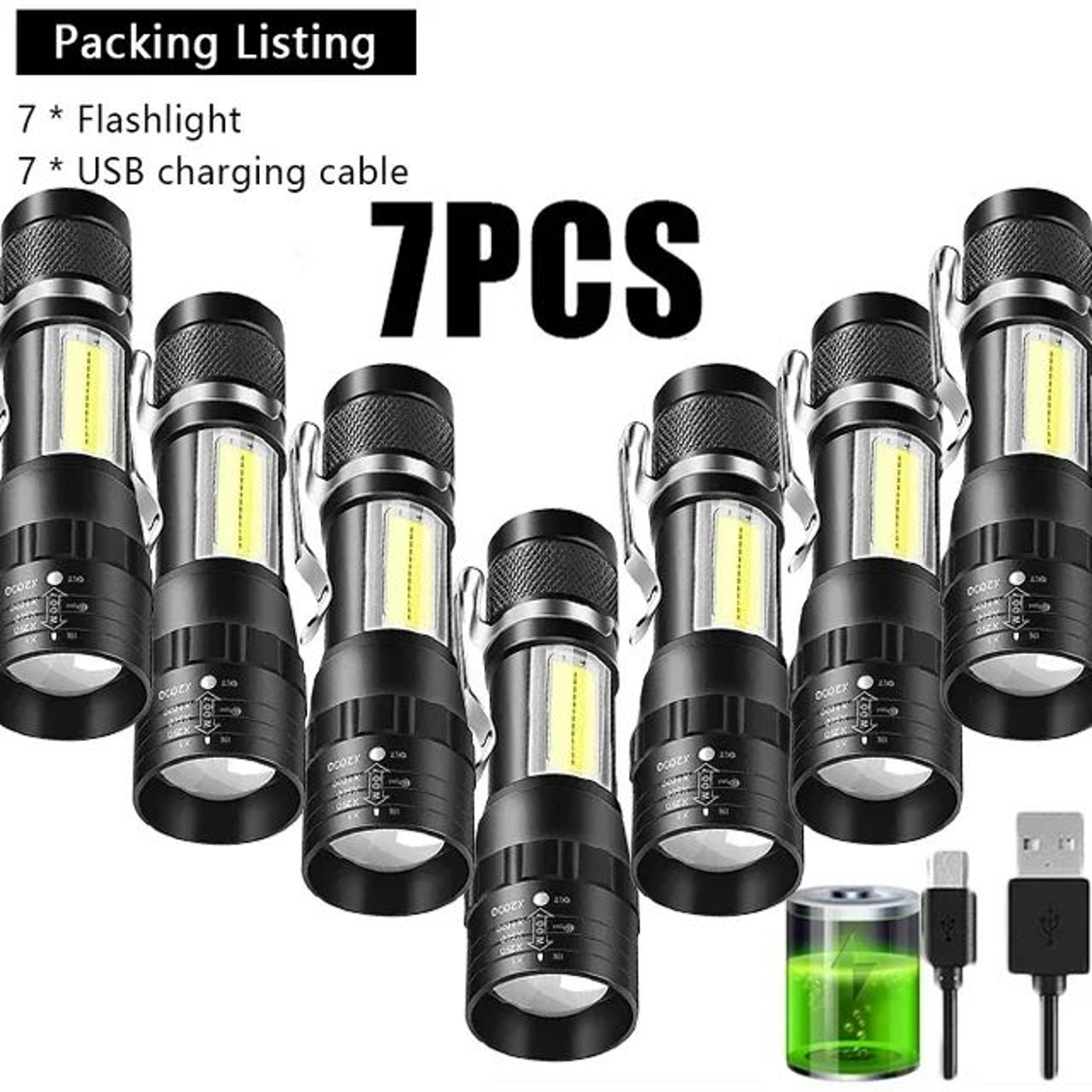 BrightCore Mini USB Rechargeable Flashlight With COB LED  Zoom Focus 10