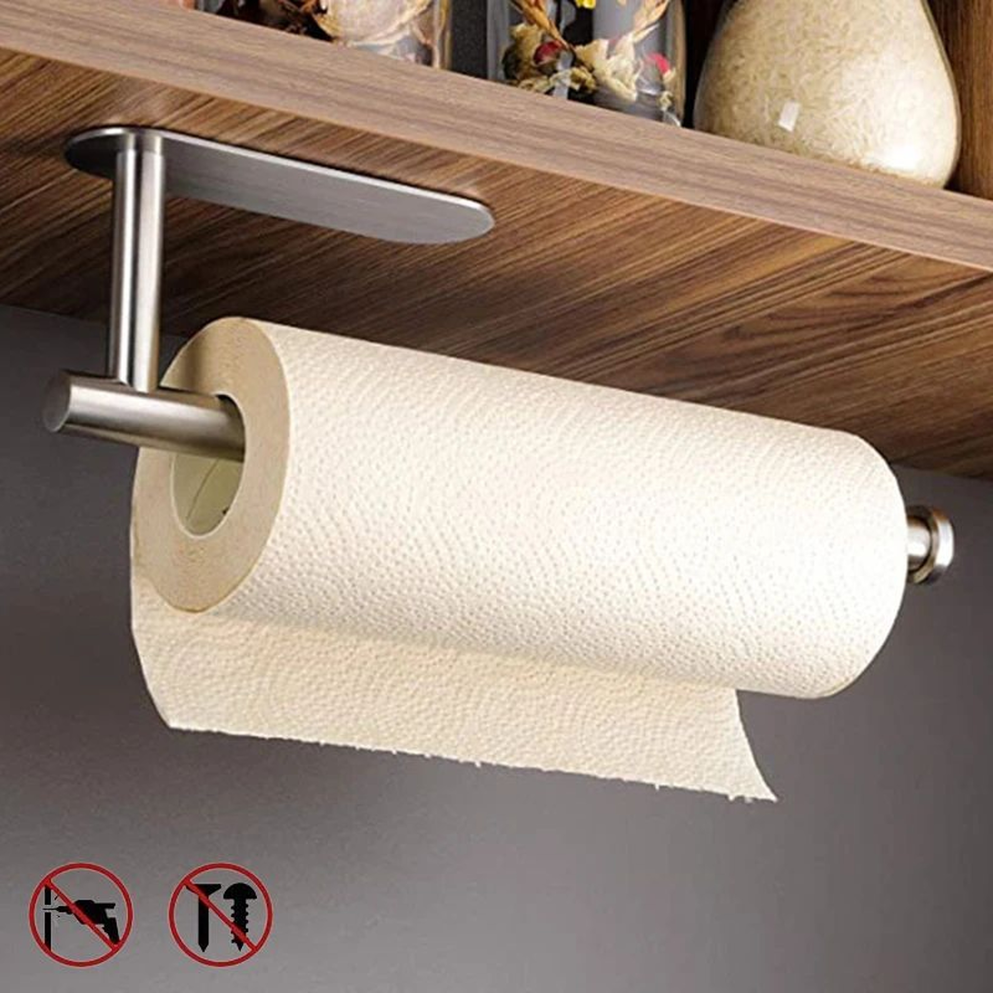 StickEase SelfAdhesive Toilet Paper Holder  NoDrill Wall Mounted Roll Holder 0
