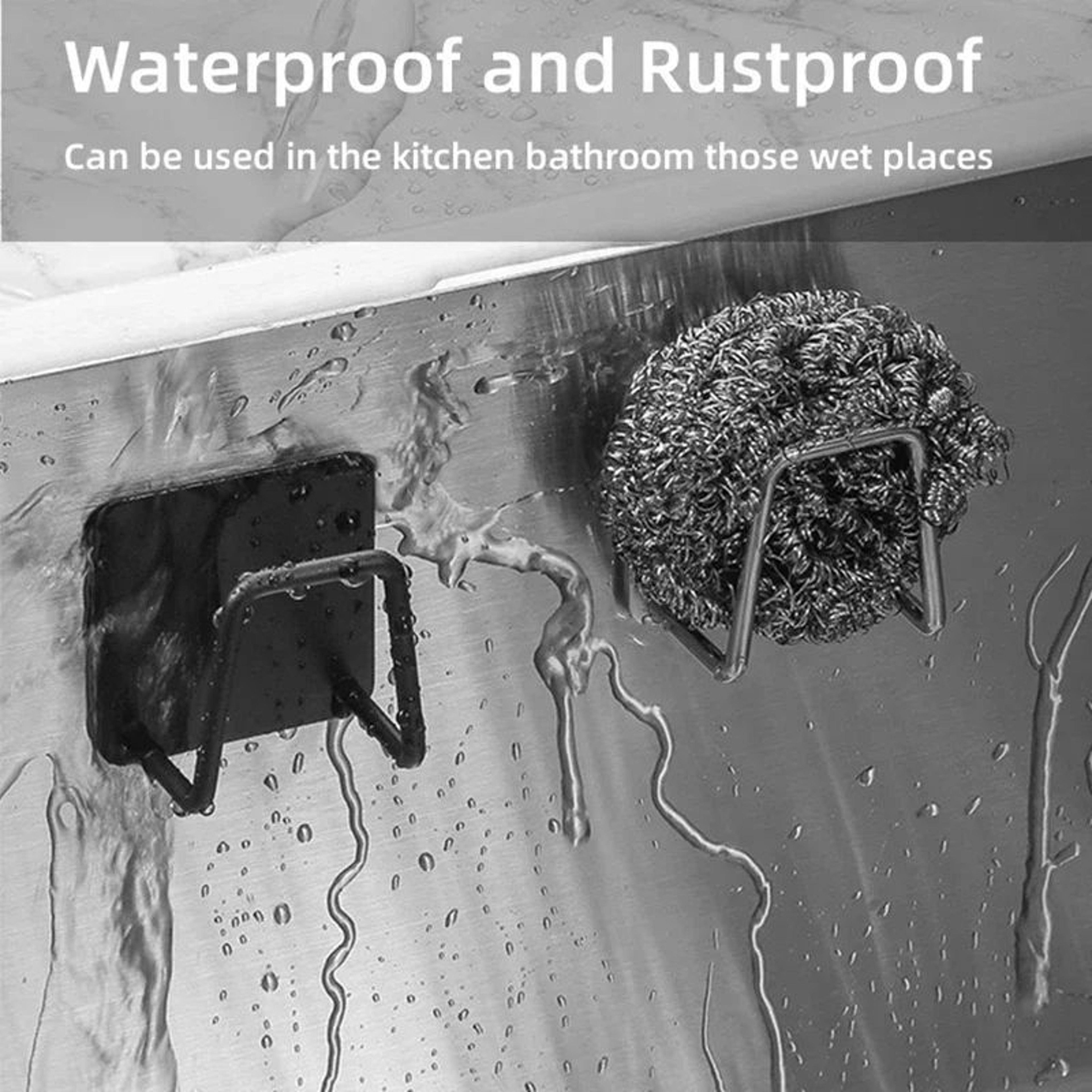 SinkSmart Stainless Steel Sponge Holder  SelfAdhesive Kitchen Sink Organizer 2