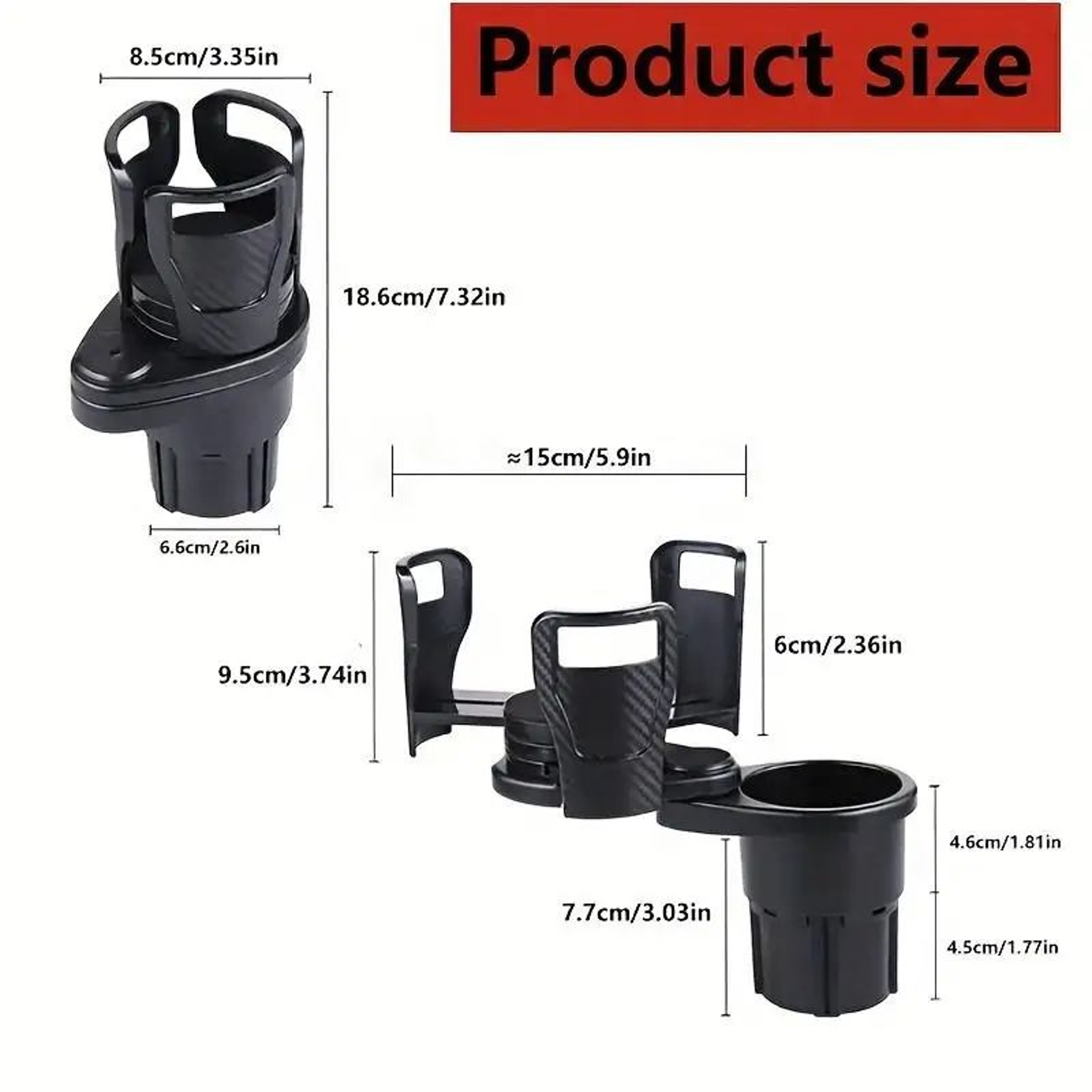 DriveMax Car Cup Holder Expander  Dual Cup Holder With Phone  Organizer Tray 1