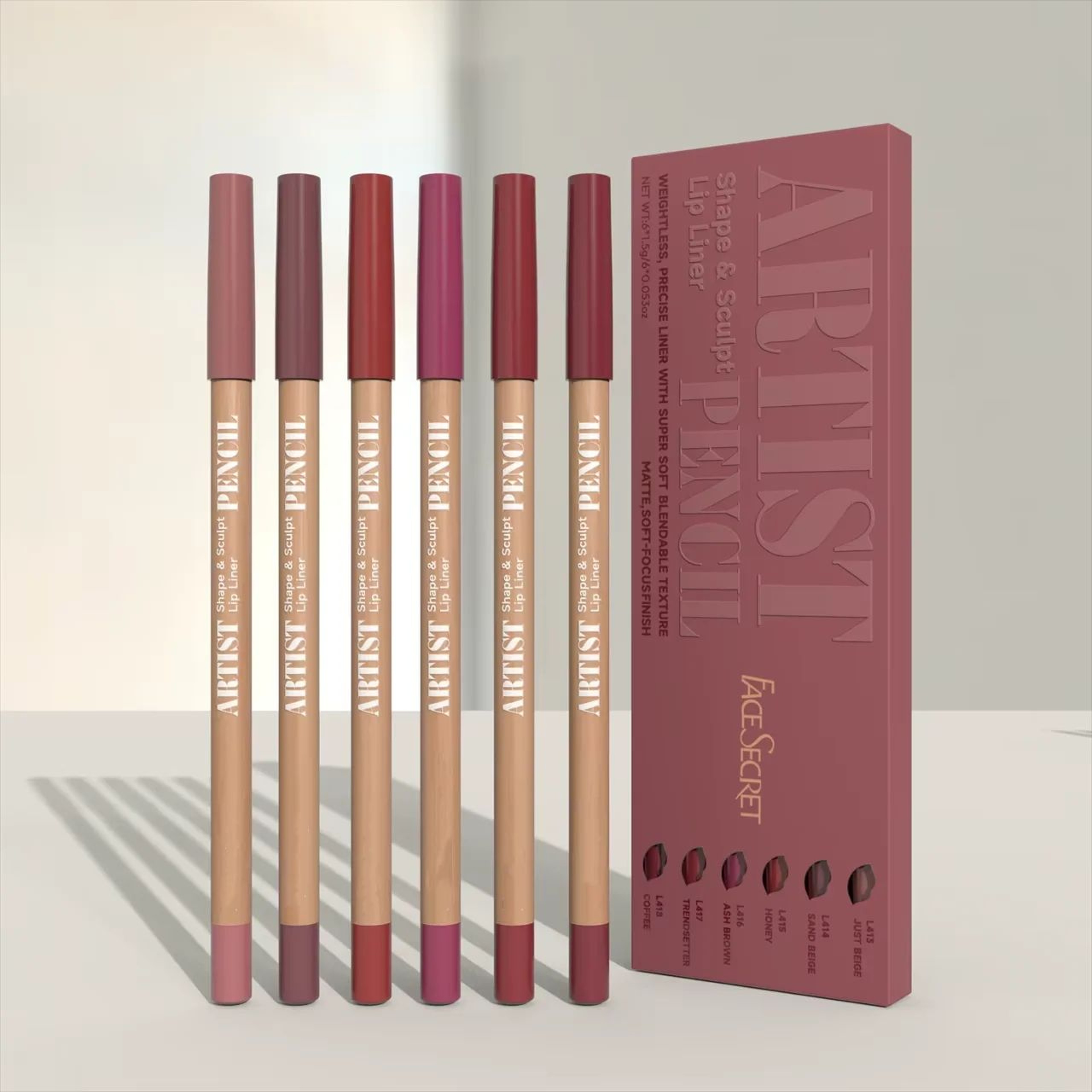 FaceSecret Sculpting Lip Liner Pencil Set  Matte Precision  Soft Blend Formula 0