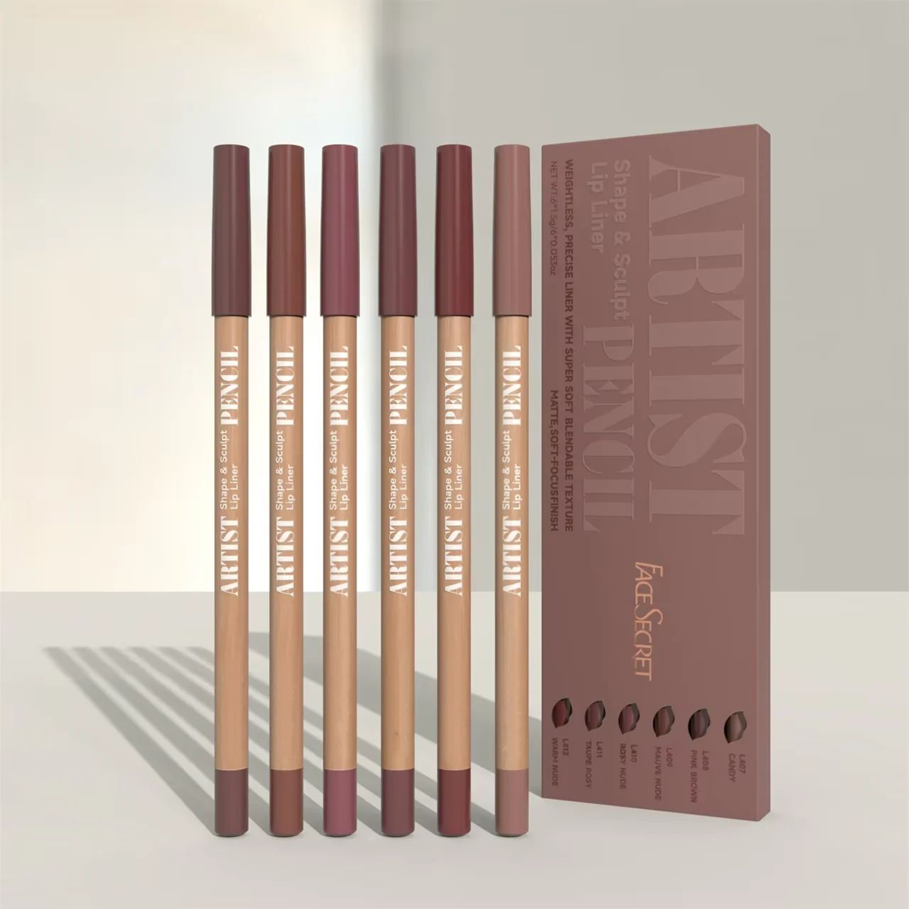 FaceSecret Sculpting Lip Liner Pencil Set  Matte Precision  Soft Blend Formula 2