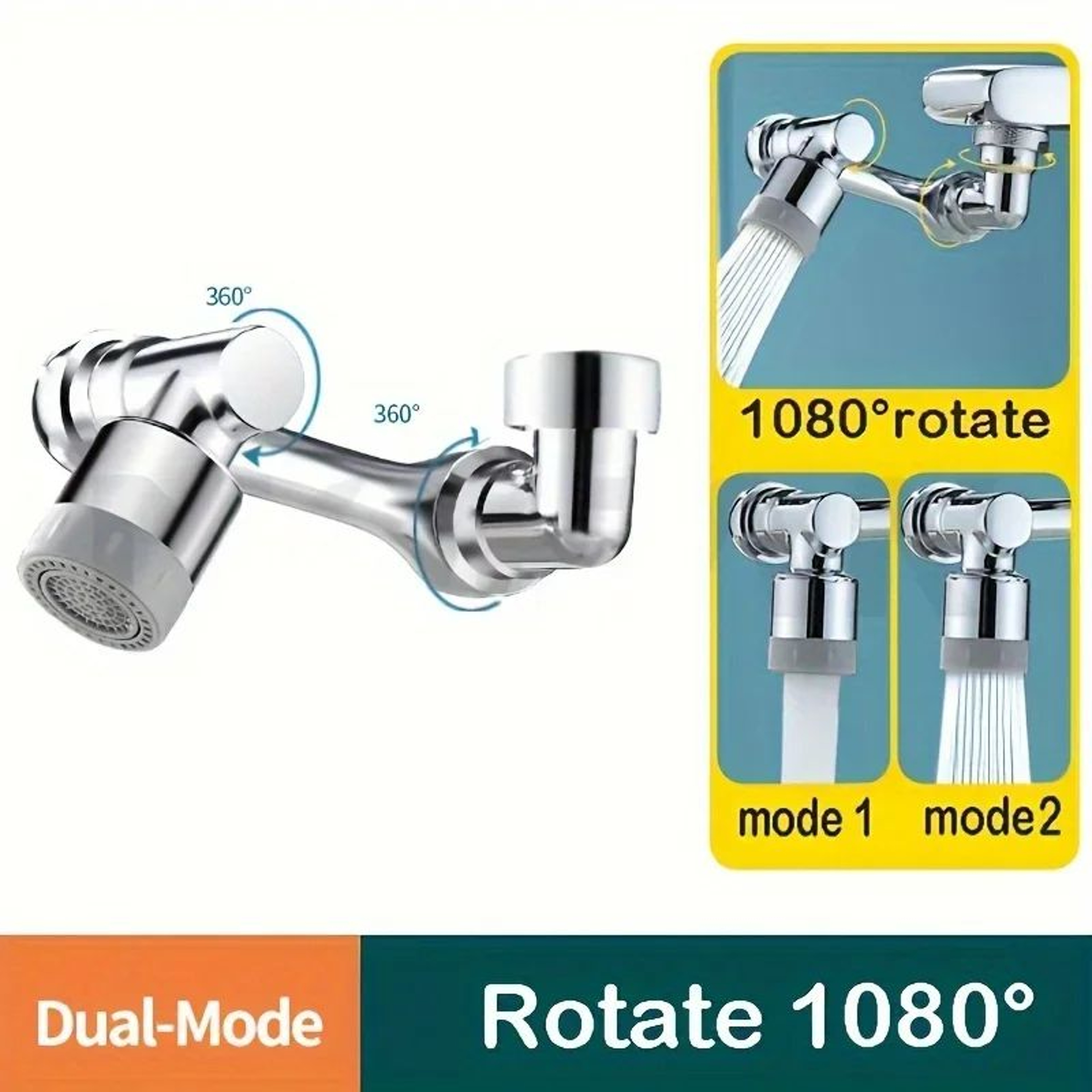FlexFlow 1080 Rotatable Faucet Sprayer Head  Universal Tap Extender With Dual Spray Modes 6