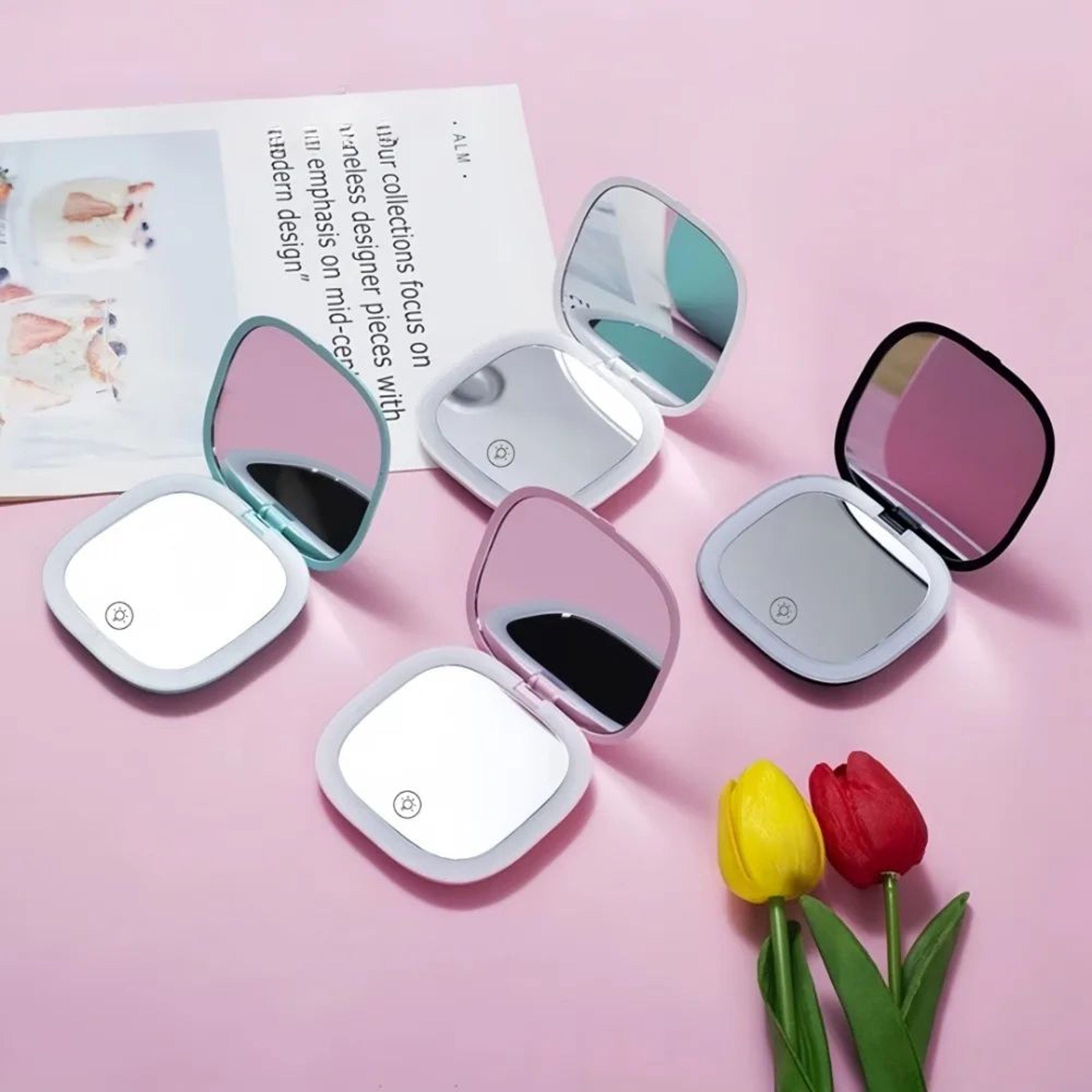 GlowFold LED Makeup Mirror  DoubleSided 3x Magnification Portable Mirror With Adjustable Light 3