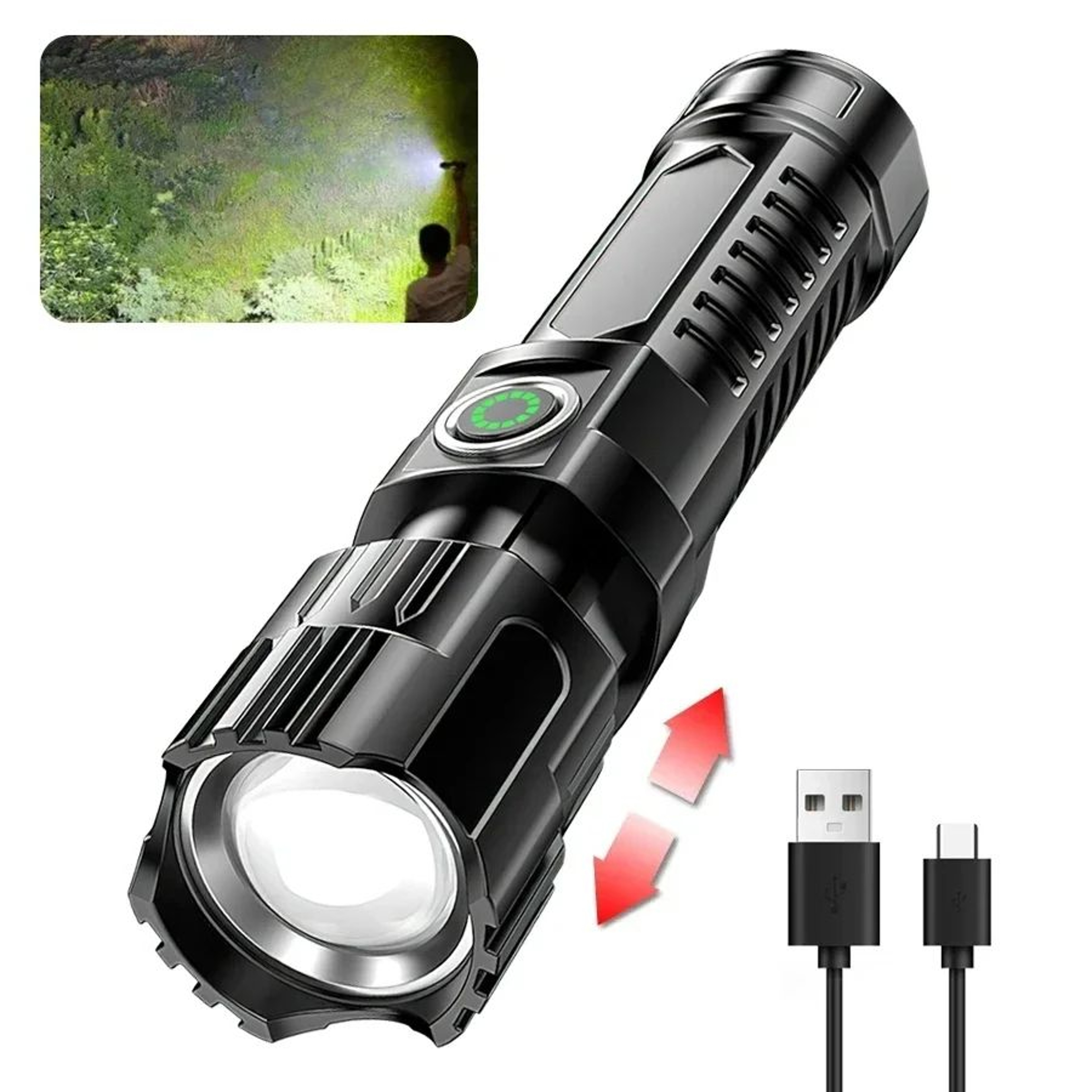 PowerBeam 2000LM Tactical Flashlight  Rechargeable LED Flashlight With Zoom  Display 5