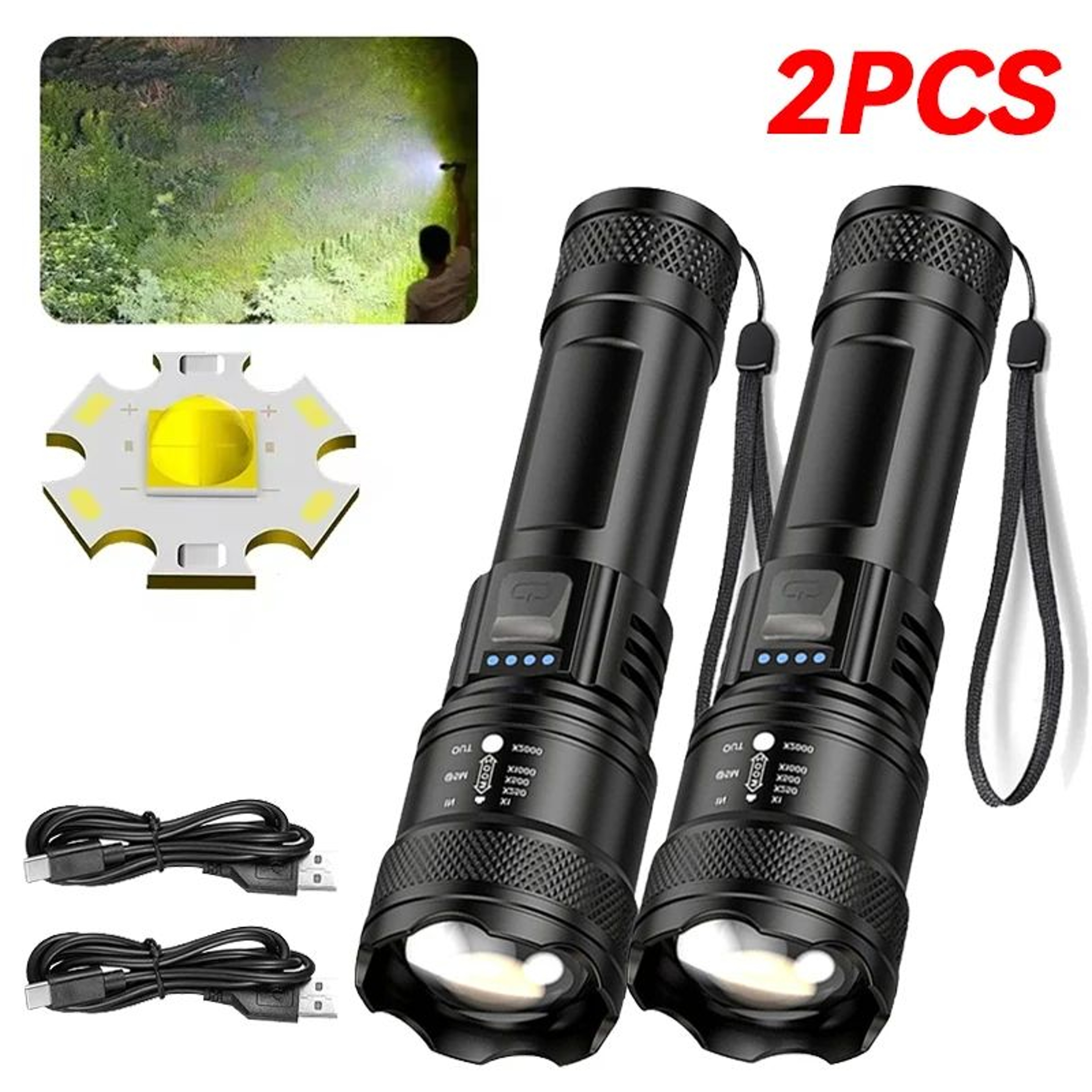 PowerBeam 2000LM Tactical Flashlight  Rechargeable LED Flashlight With Zoom  Display 8