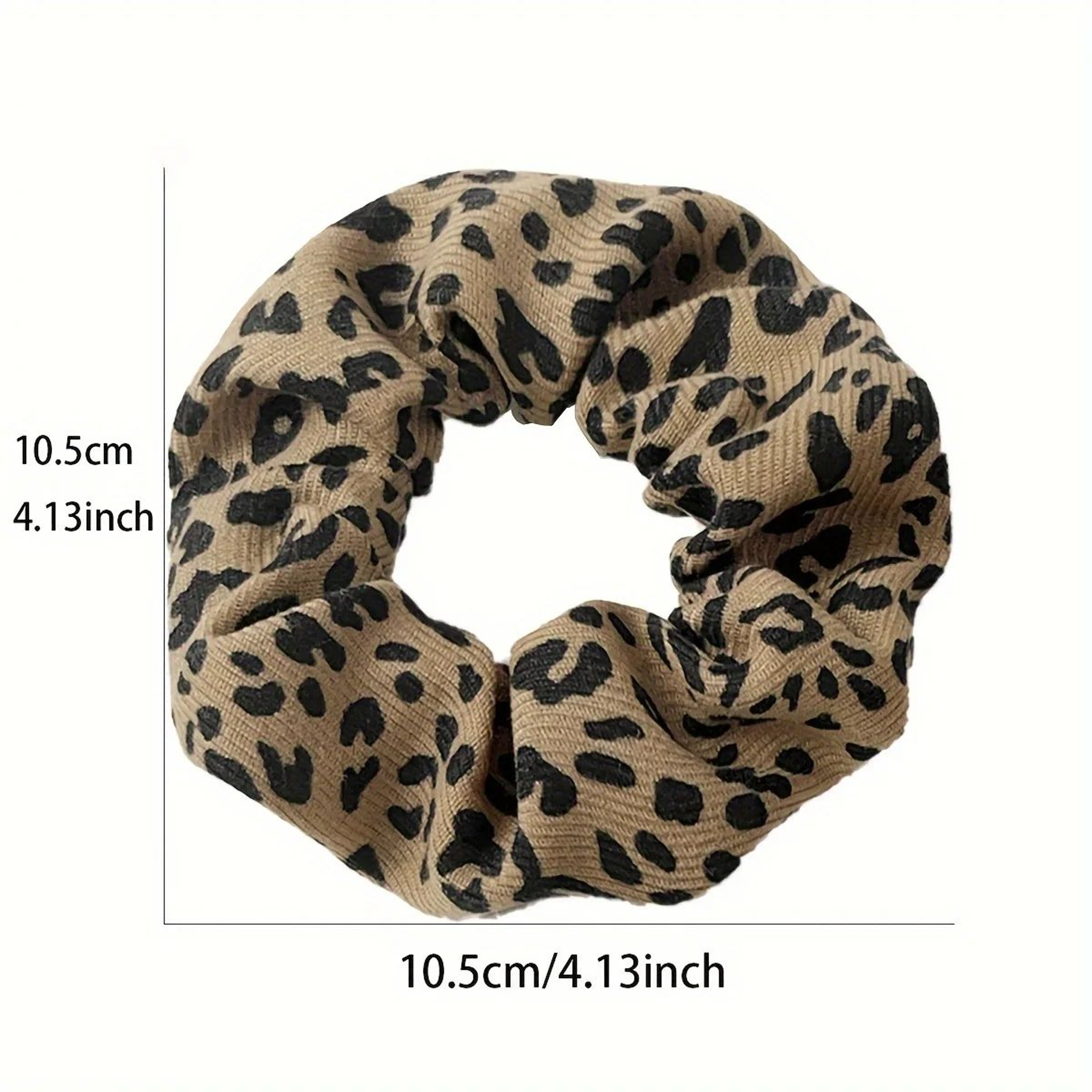 Leopard Fabric Scrunchies Set  Soft Elastic Hair Ties  Ponytail Holders 5 Pcs 5