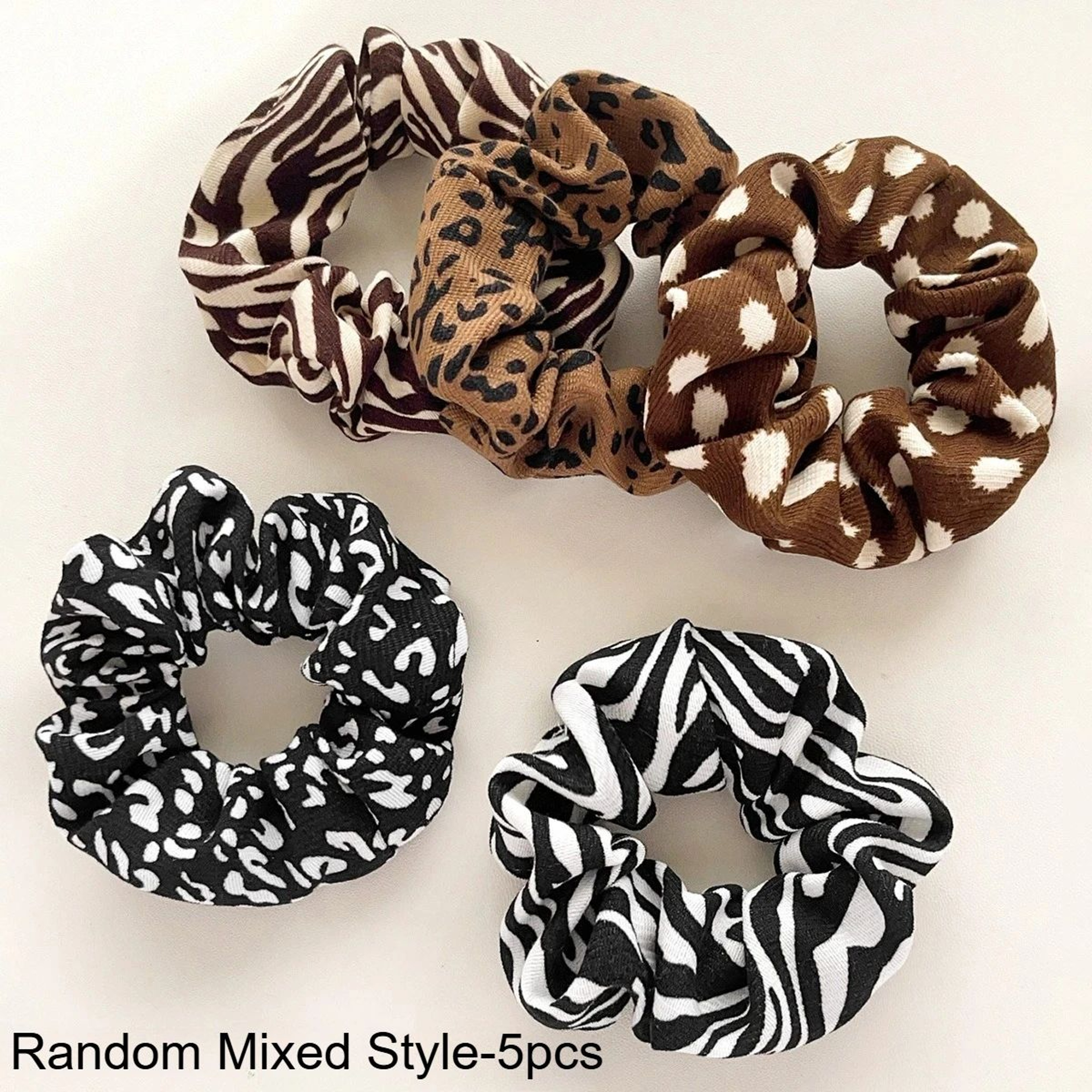Leopard Fabric Scrunchies Set  Soft Elastic Hair Ties  Ponytail Holders 5 Pcs 6