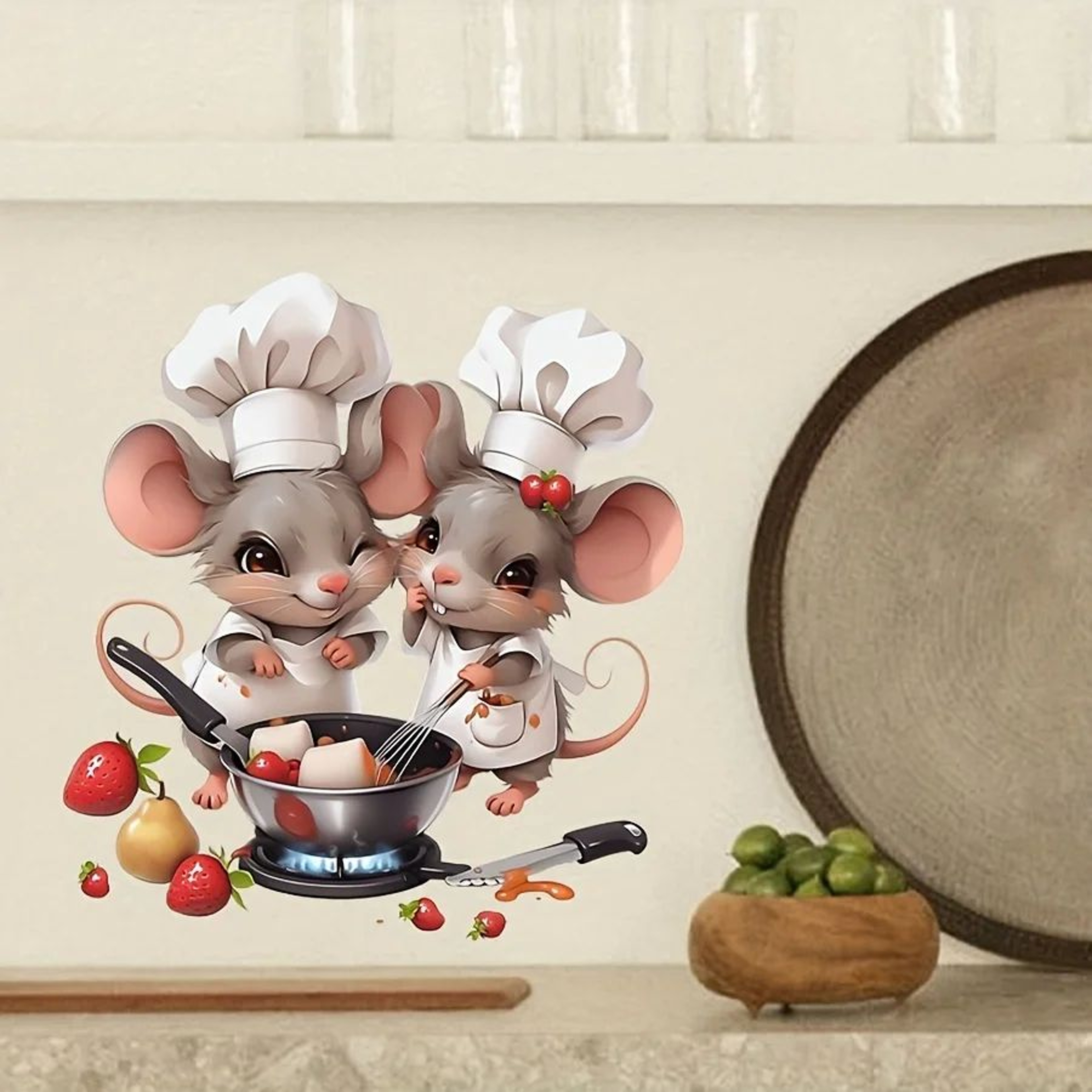Cartoon Mouse Chef Wall Sticker  Removable Kitchen Vinyl Wall Decal Decor 0