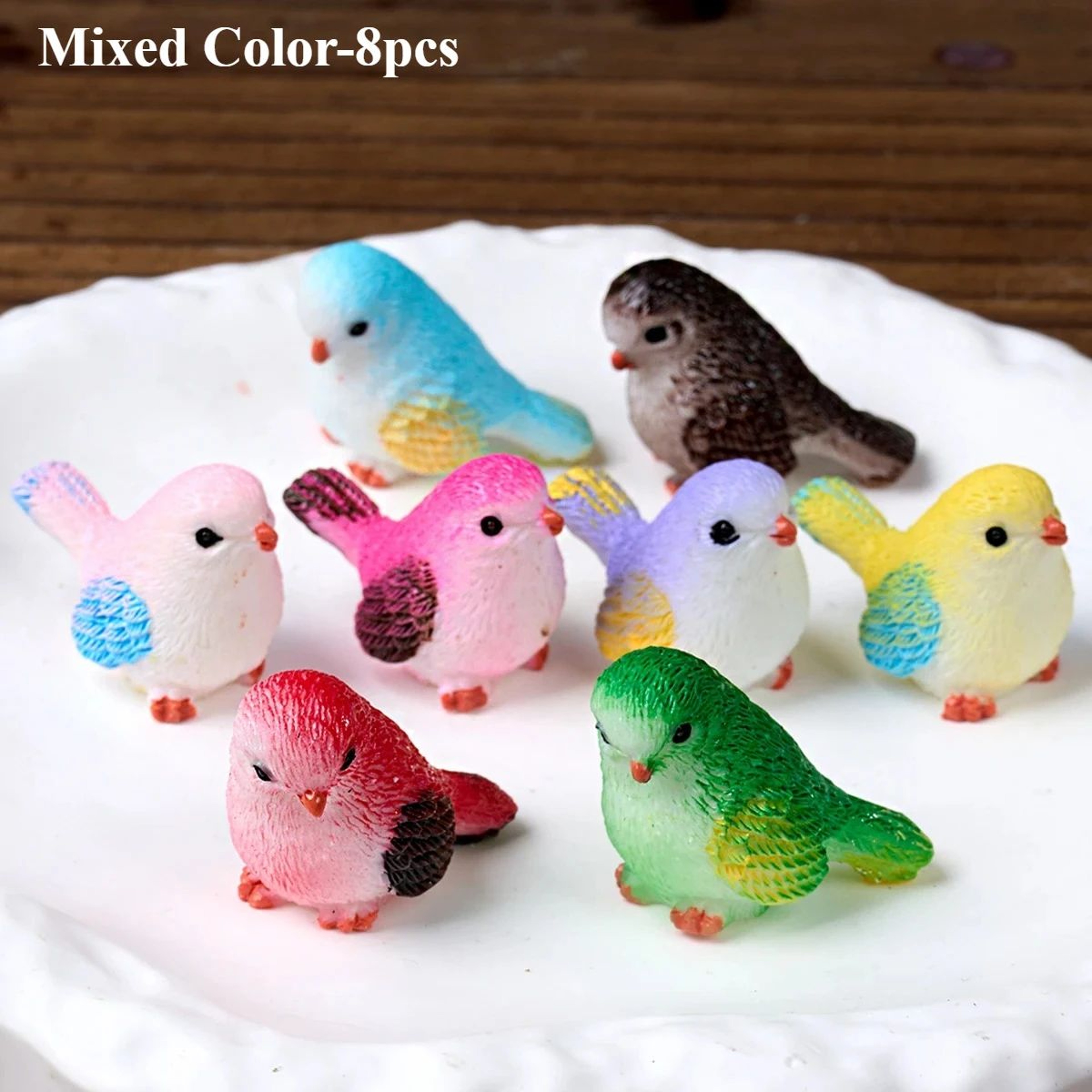 Miniature Bird Figurines Set  8Piece Fairy Garden  Micro Landscape Decor 6