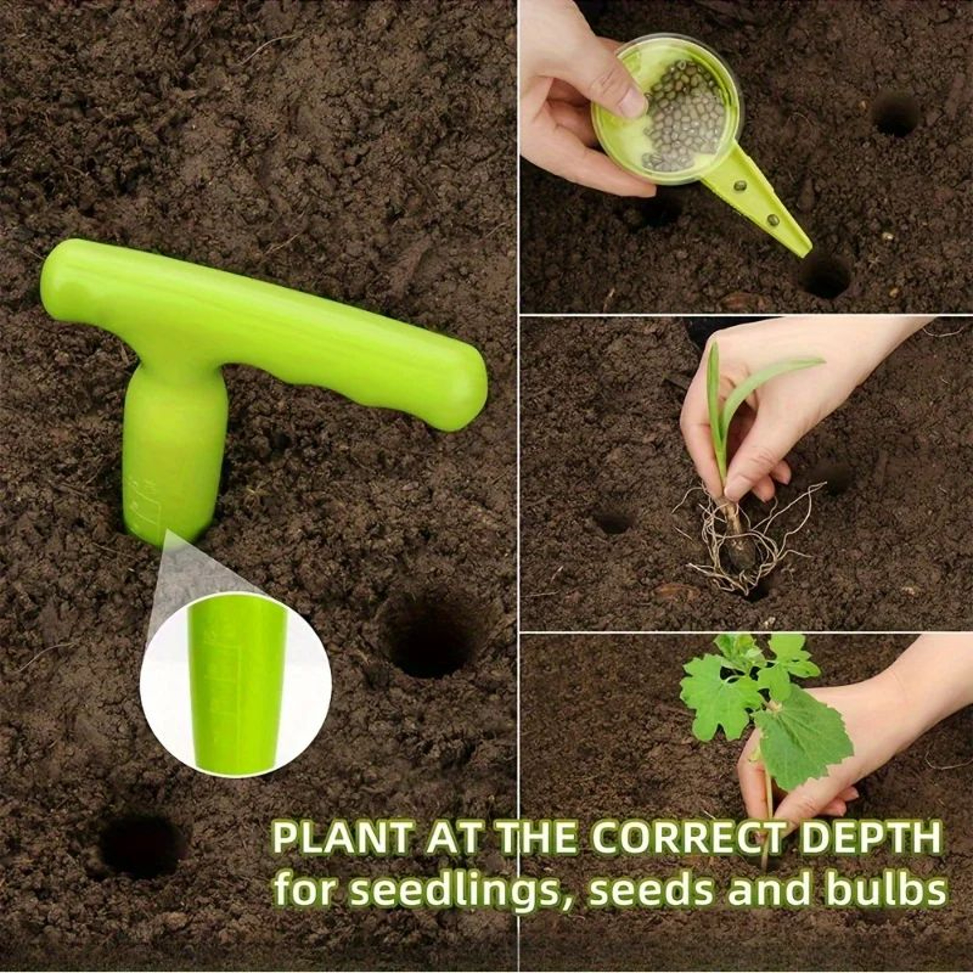 12Piece Gardening Tools Set With Adjustable Seed Dispenser  Manual Planter Kit For Small Pots 3