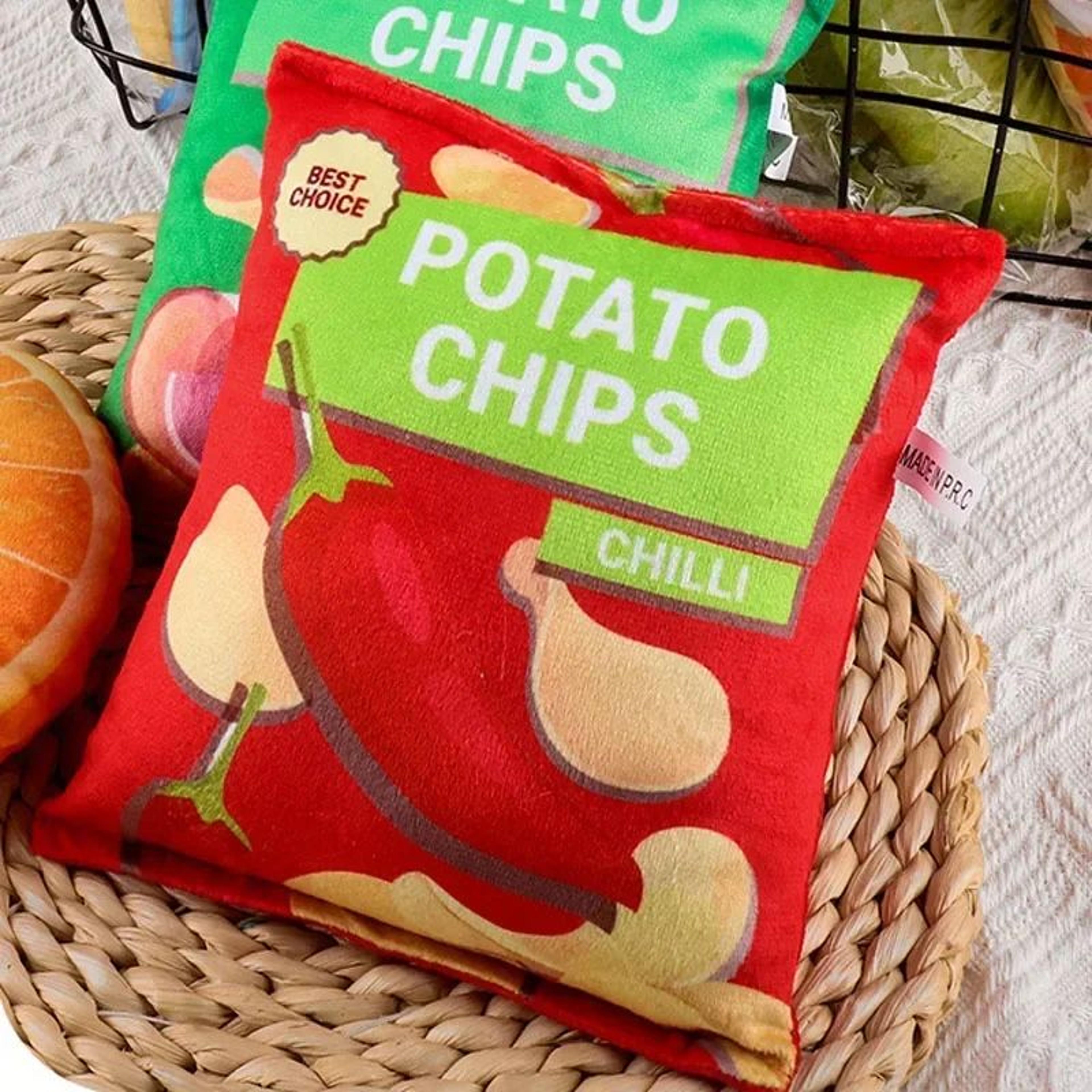 Funny Crisps Plush Dog Toys  2Pack Squeaky Chew Toys For Small  Medium Dogs 3