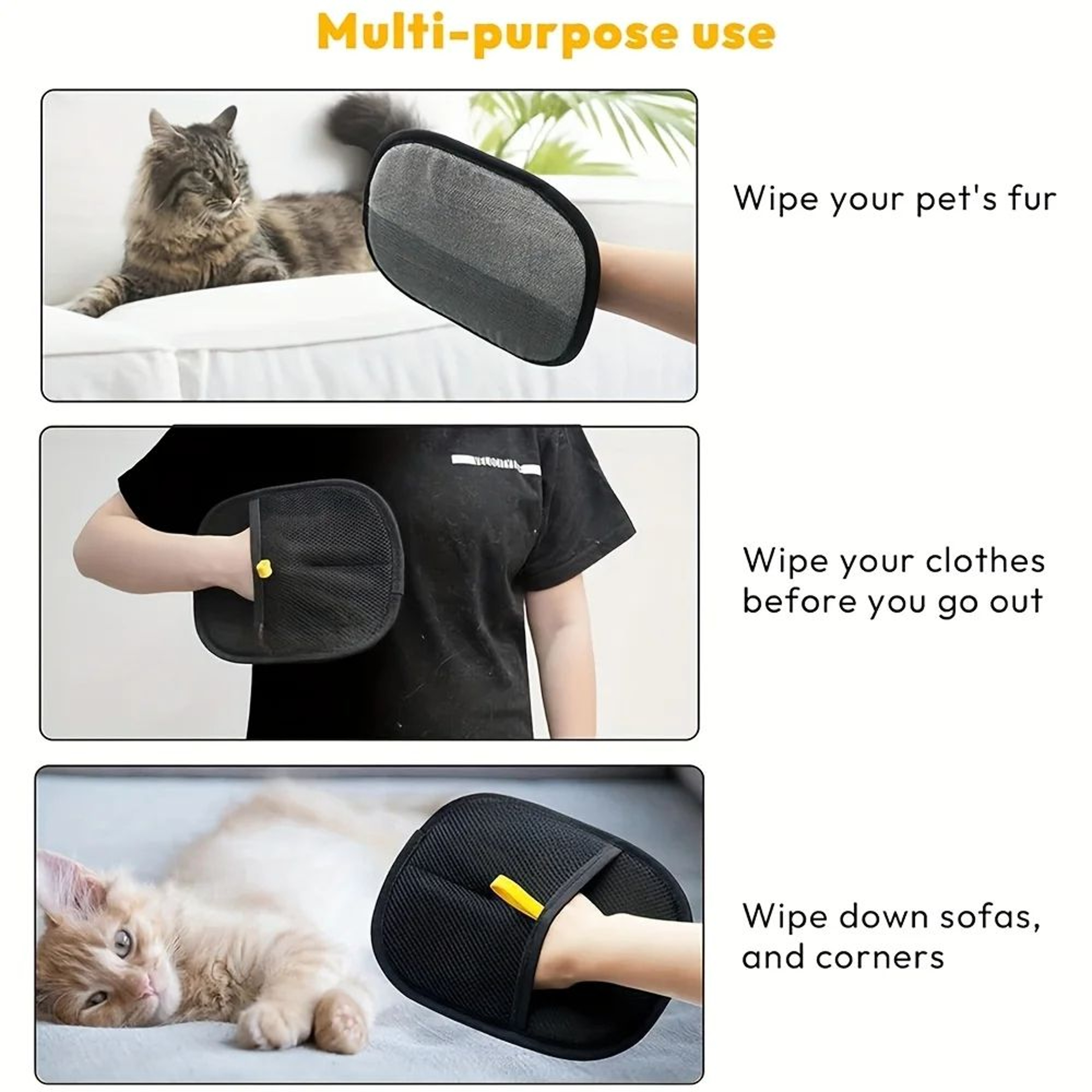 Pet Grooming Gloves Hair Remover  Gentle Deshedding  Cleaning Gloves For Dogs And Cats 3