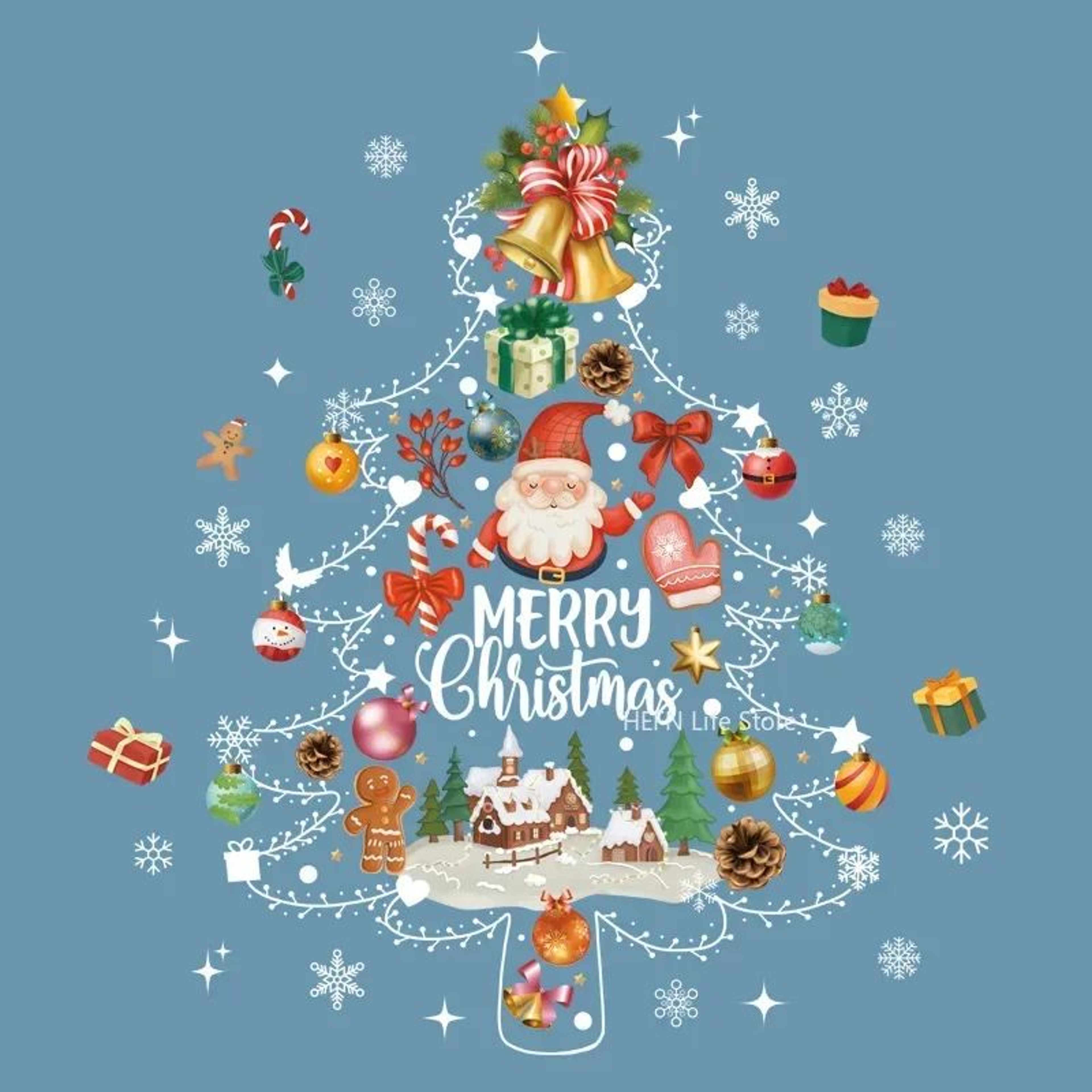 Christmas Window Stickers With Santa  Tree  Festive Glass Decals For Holiday Home Decor 0