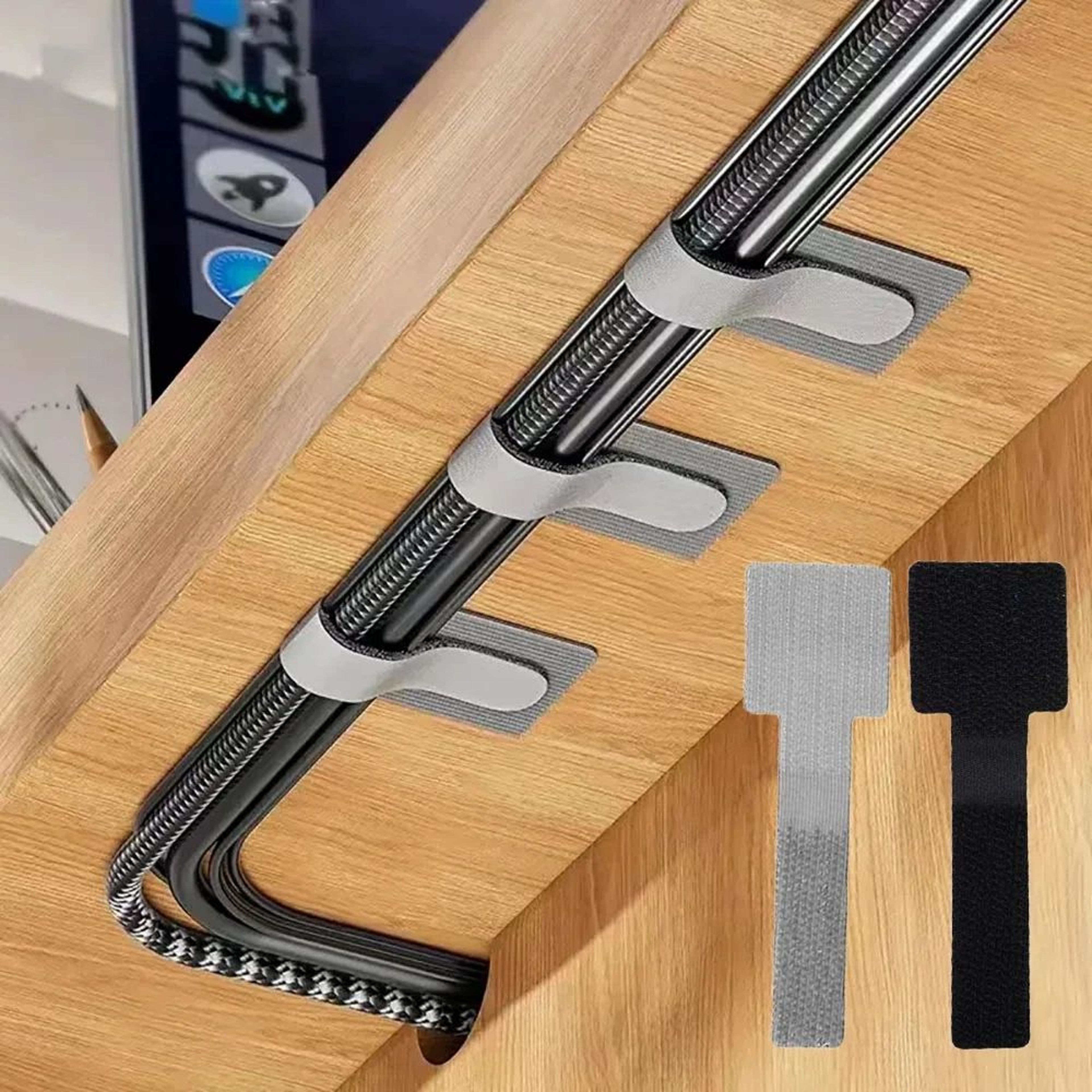 Reusable Cable Ties With Adhesive  Adjustable Cord Organizer Straps For Desk  Home 4