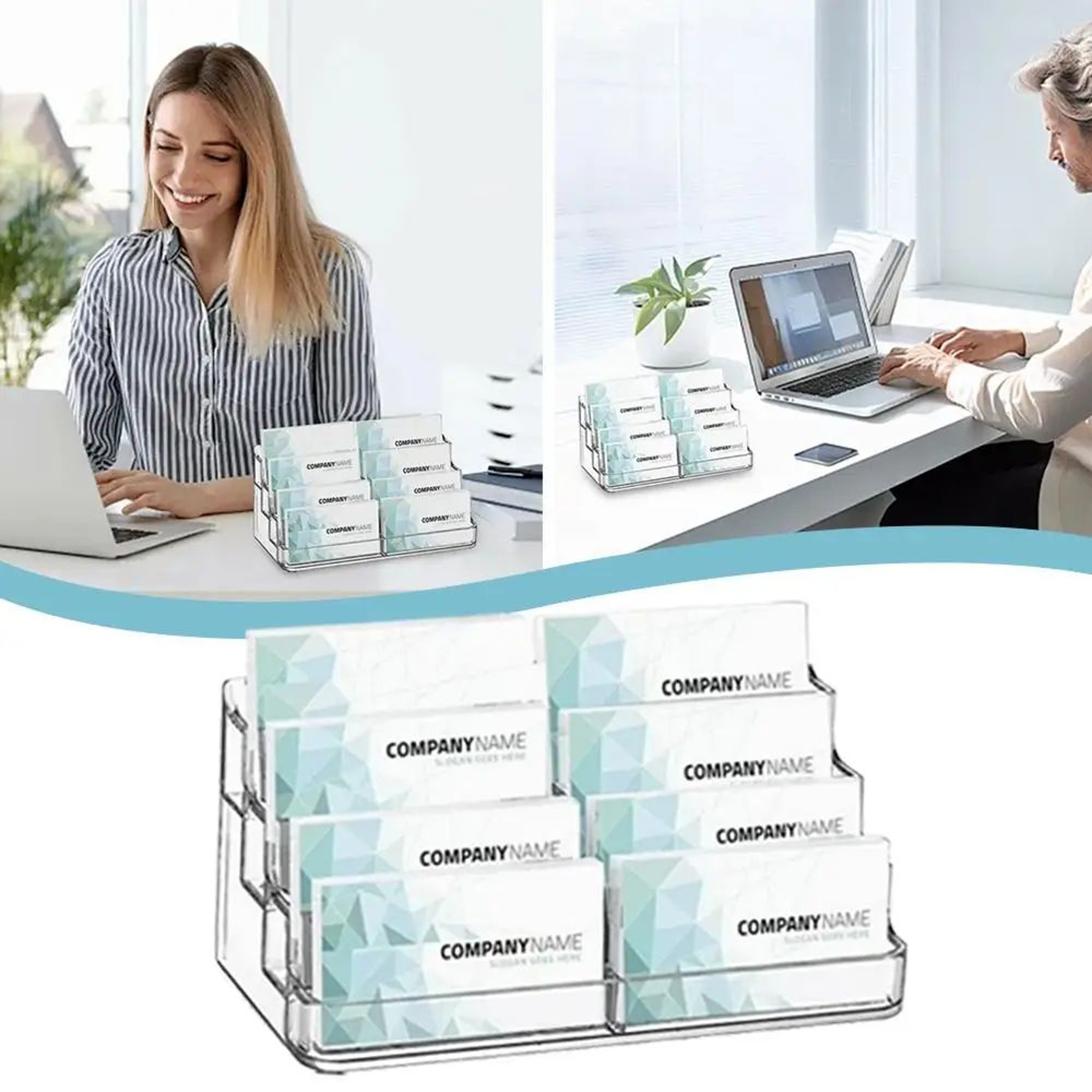 ClearView Transparent Desk Card Holder  Acrylic Desktop Display Stand For Business Cards 2