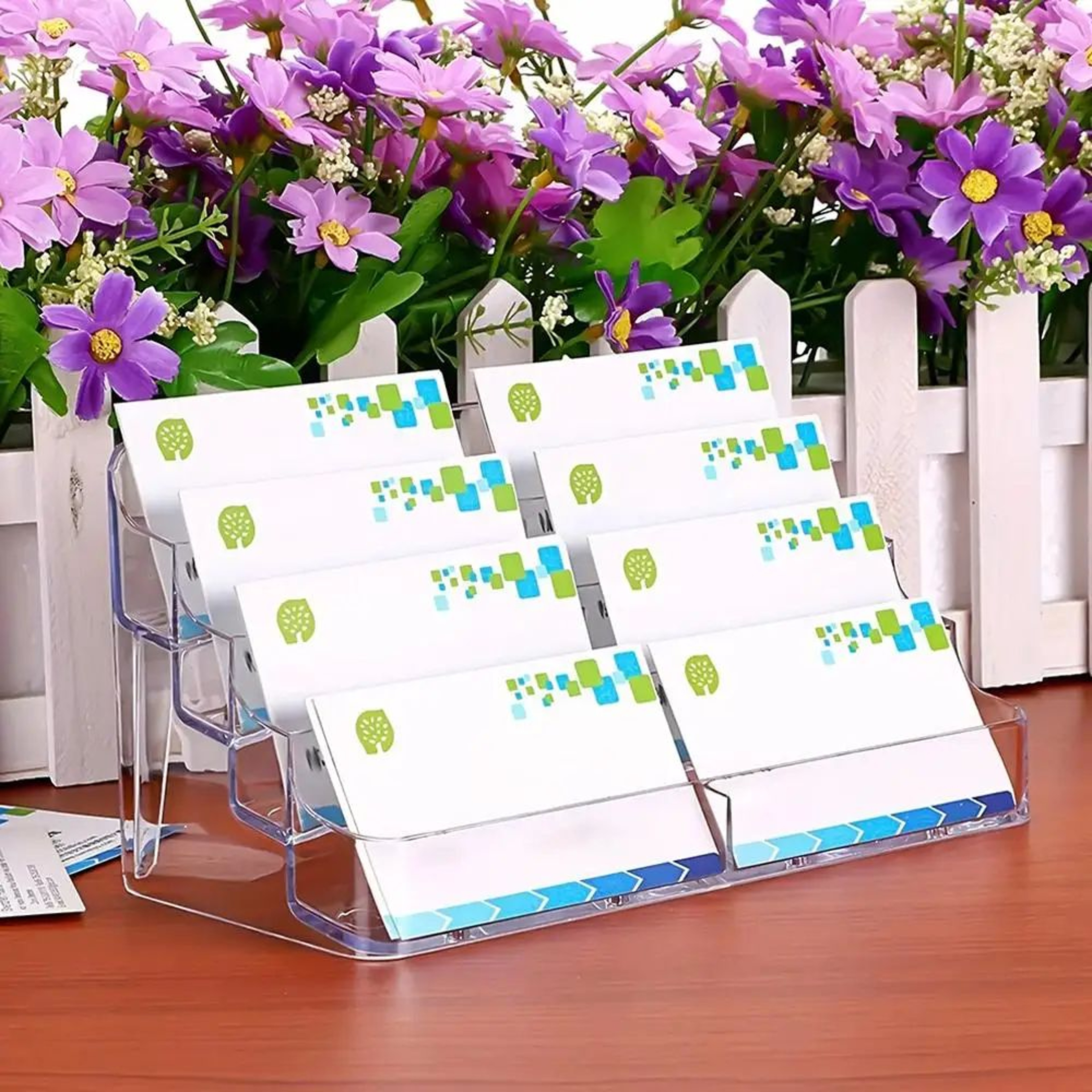 ClearView Transparent Desk Card Holder  Acrylic Desktop Display Stand For Business Cards 3