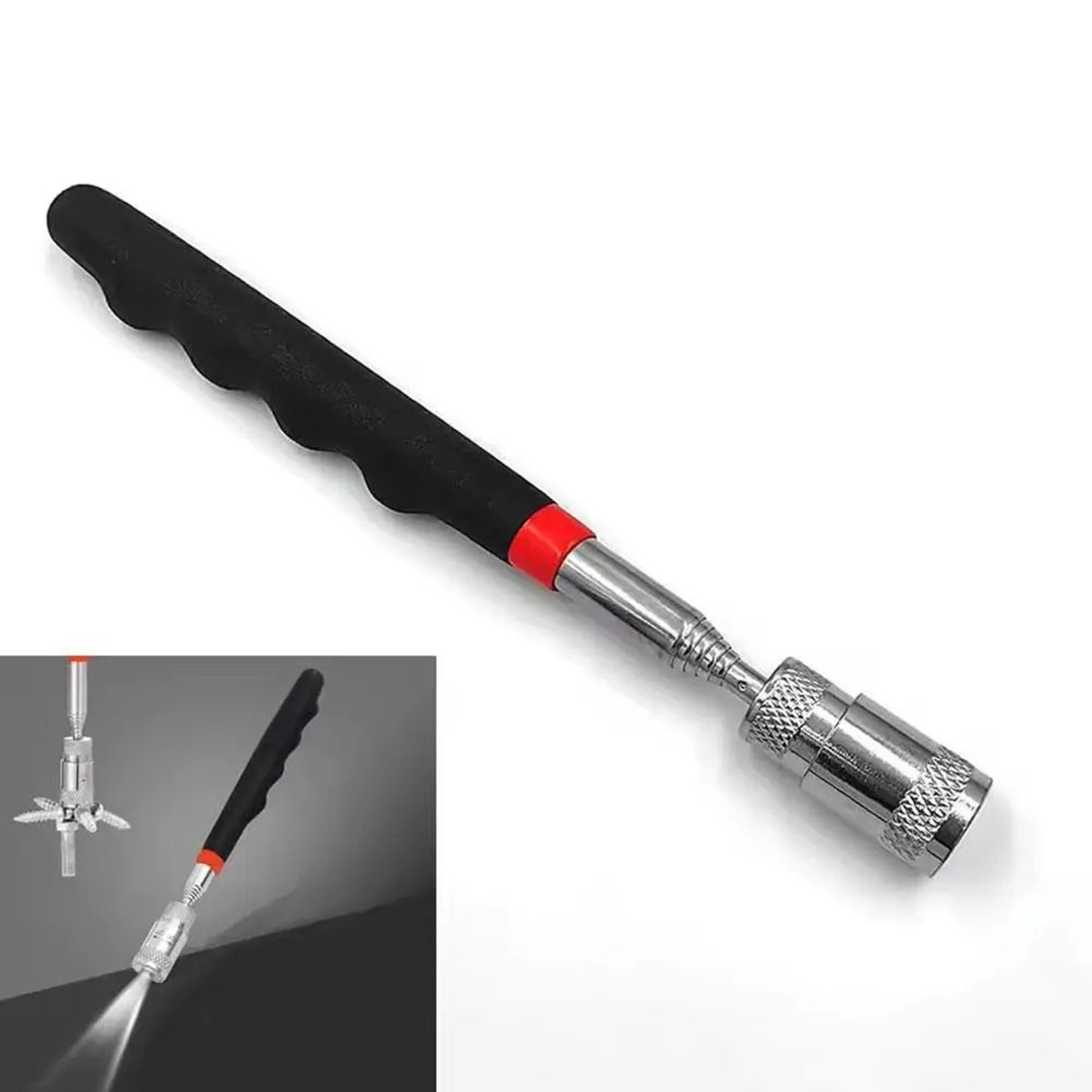 FlexReach Magnetic Telescopic Pickup Tool  Extendable Magnet Inspection Mirror  Flashlight Kit 1