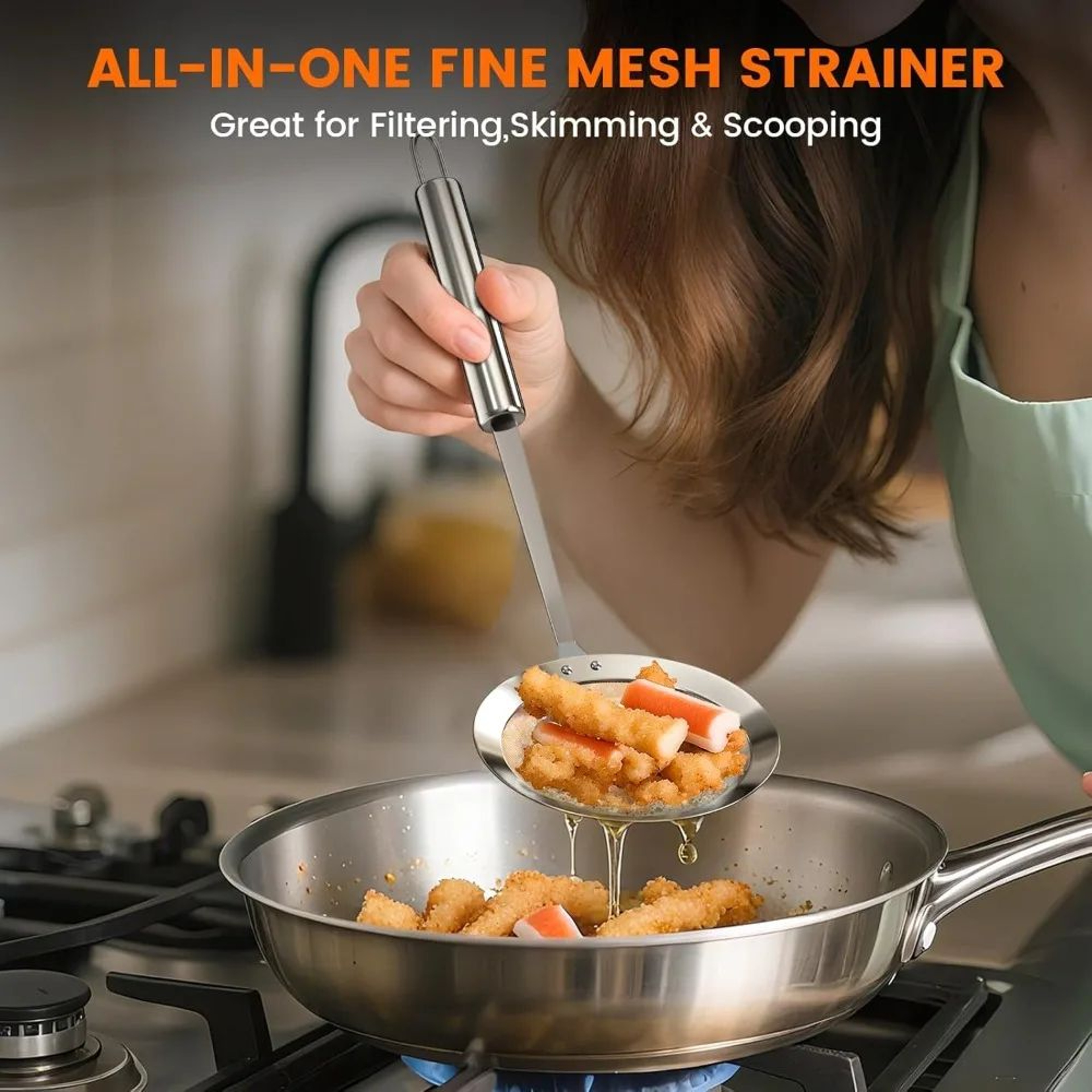 PureSkim Stainless Steel Skimmer Spoon  Fine Mesh Oil  Foam Strainer For Cooking 1