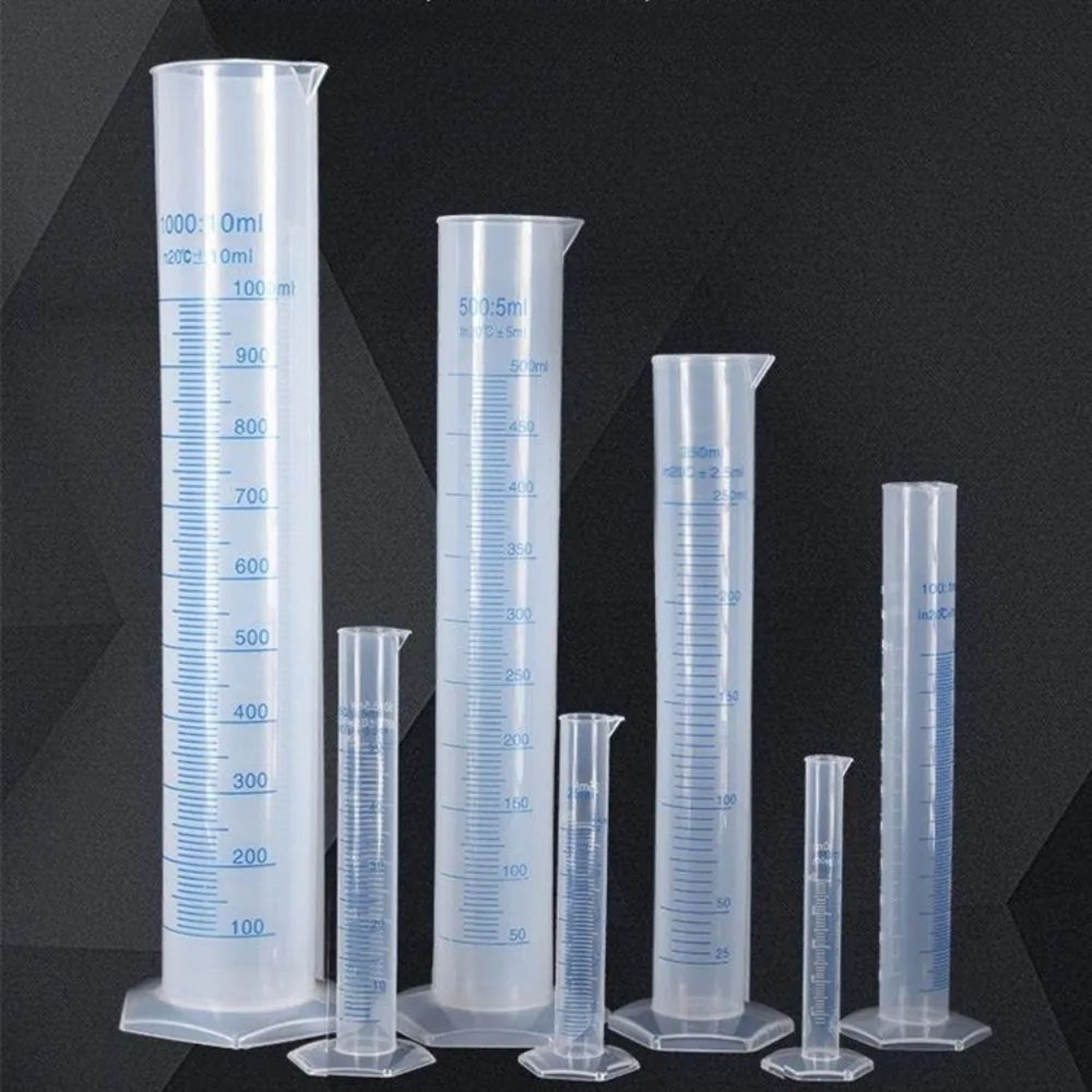 ClearMeasure 4Piece Graduated Cylinder Set  Transparent Laboratory Measuring Cups For Precise Use 0