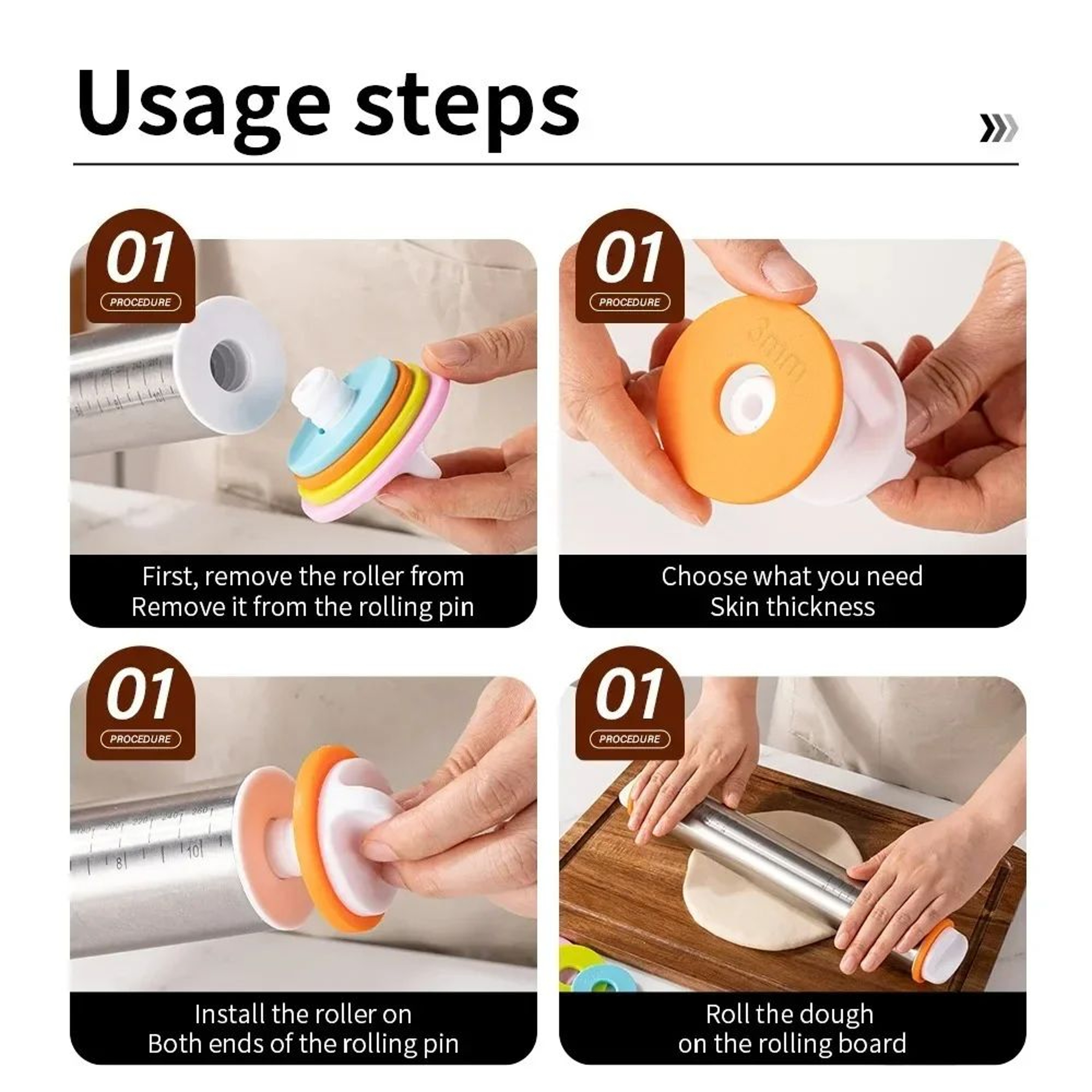 Stainless Steel Adjustable Rolling Pin With Thickness Rings  Precision Dough Roller For Baking 1